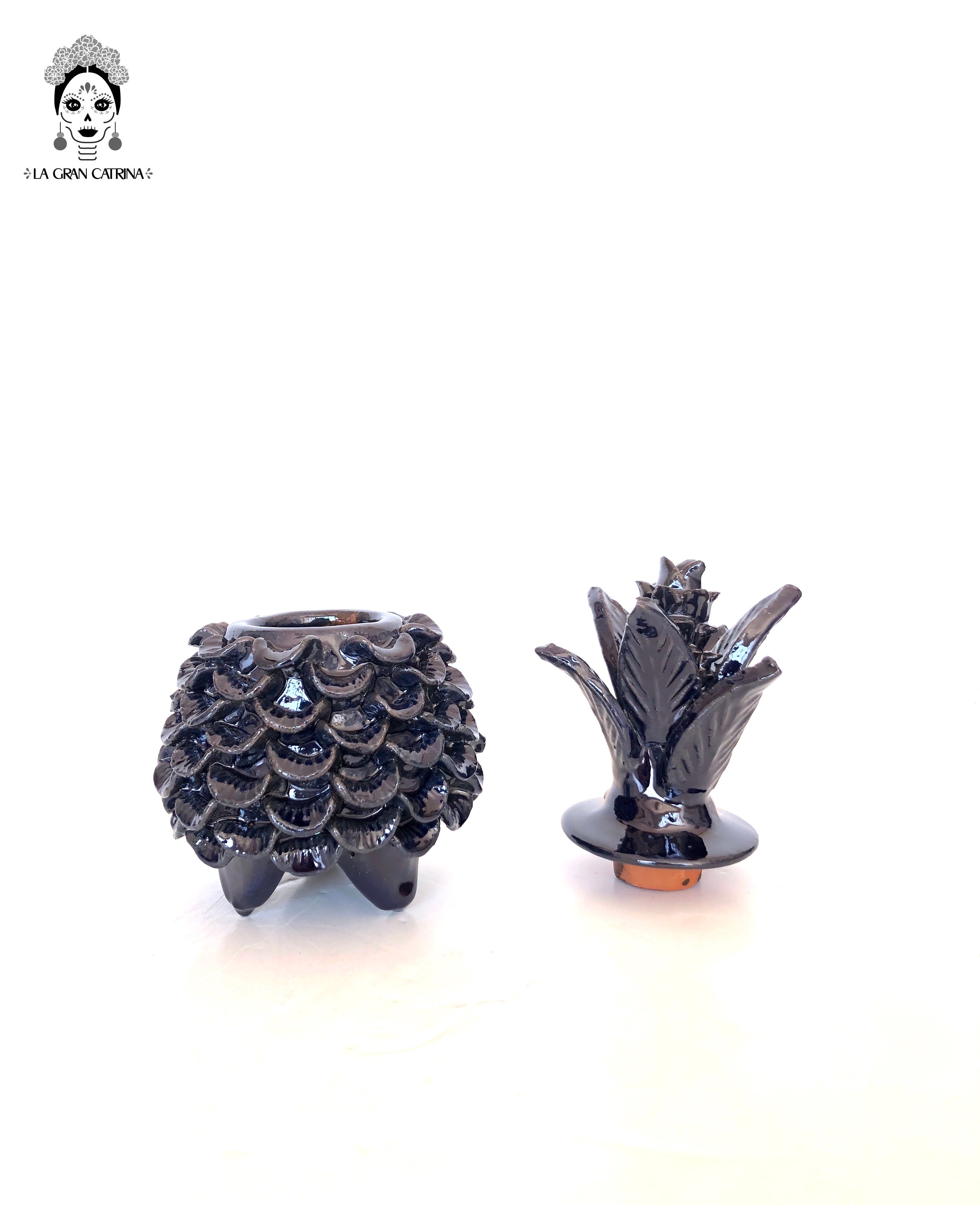 Michoacán Clay Pineapple - Petals Blue - 7.7 in. - Made to Order Juan Gtz