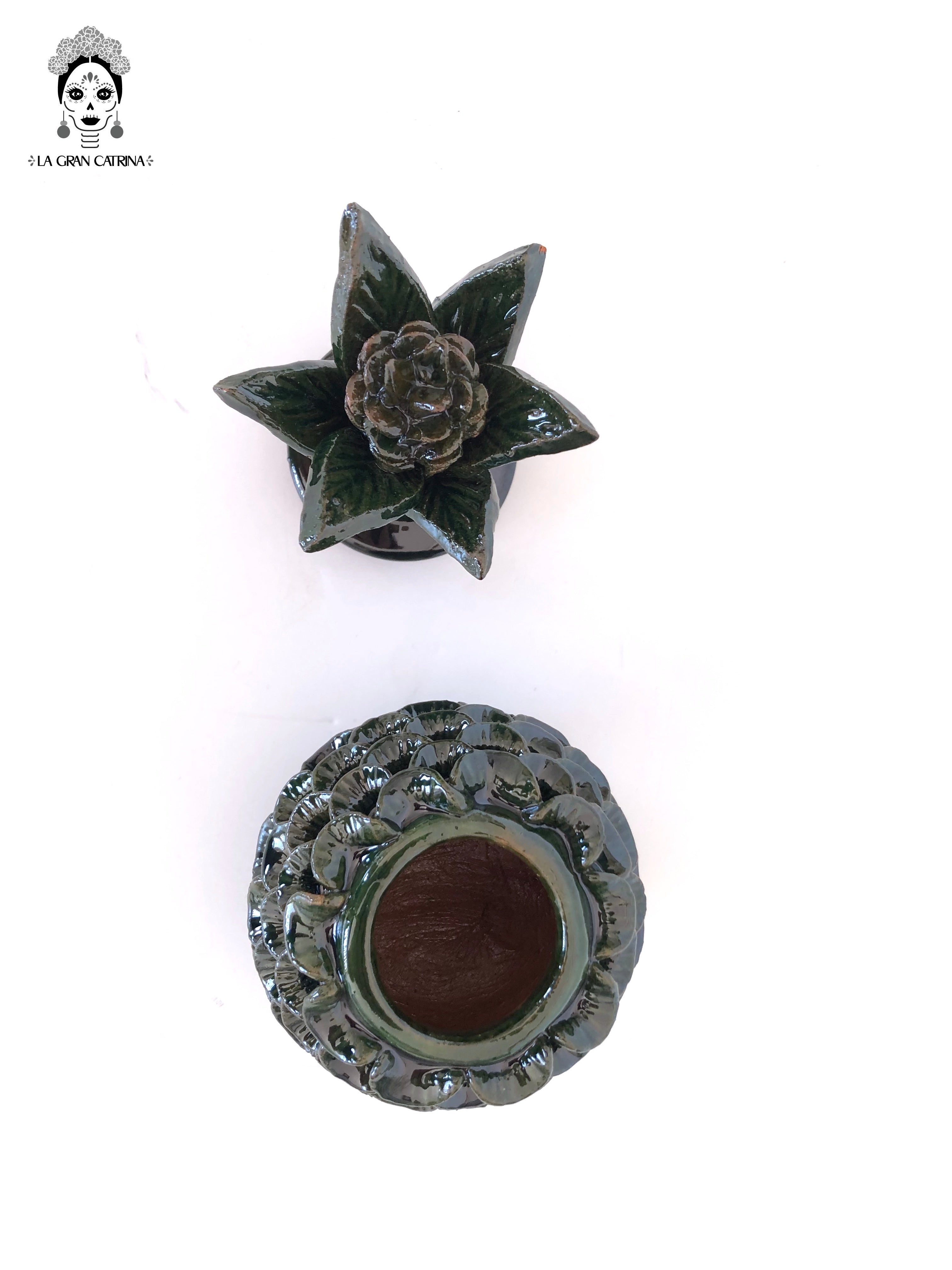 Glazed Clay Pineapple - Petals Green - 7.7 in. - Made to Order Juan Gtz