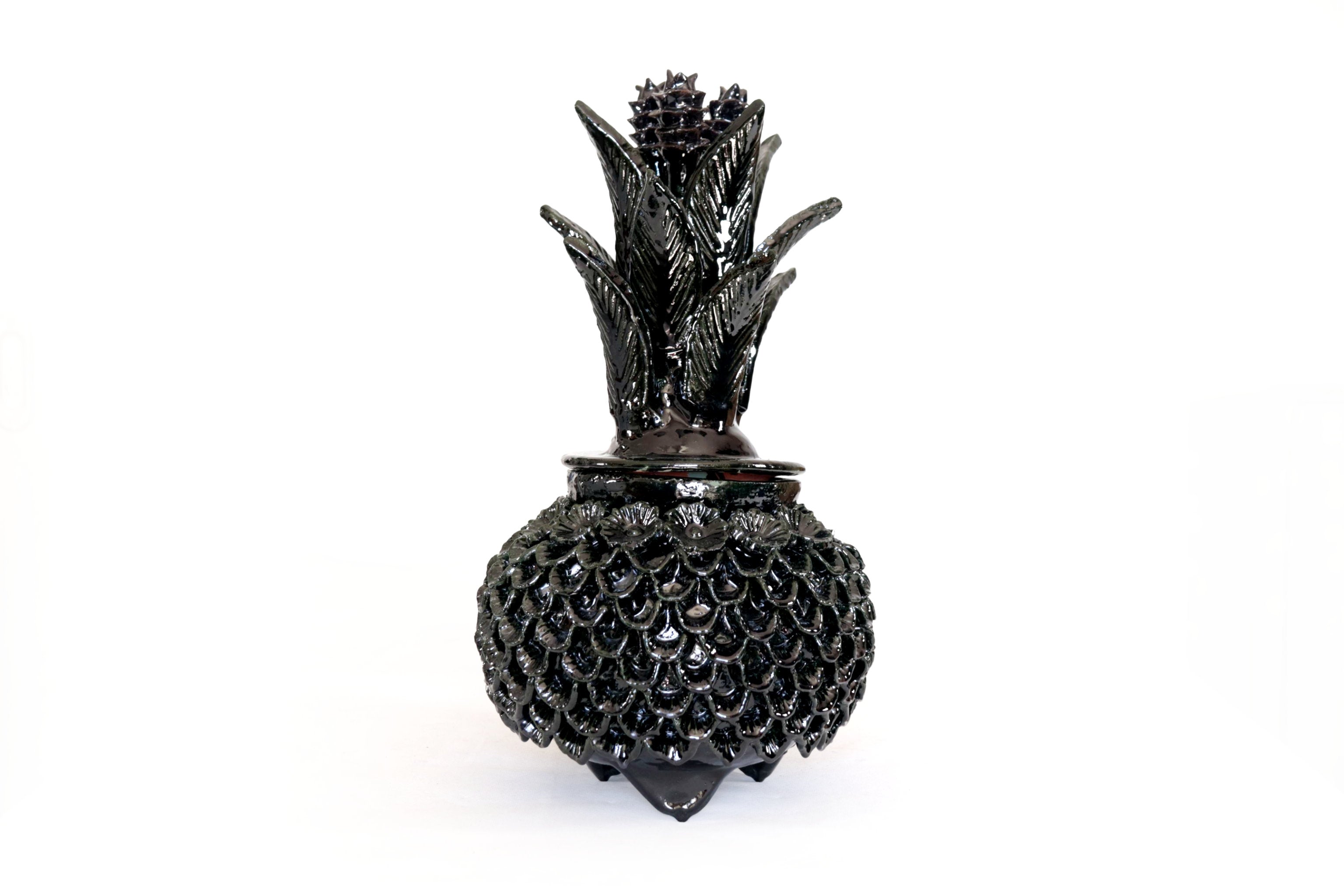 Michoacán Clay Pineapple - Petals and flowers Black - 13 in. - Made to Order Juan Gtz