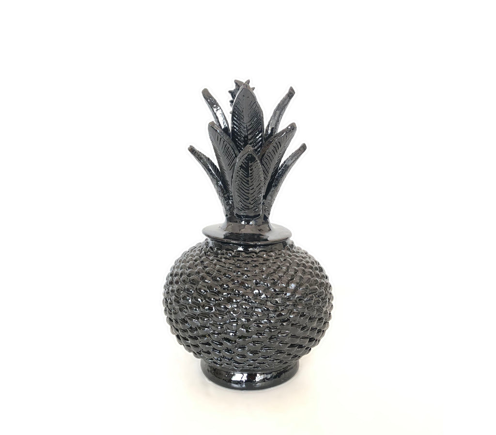 Michoacán Clay Pineapple - Black of small dots - 13 in. Juan Gtz