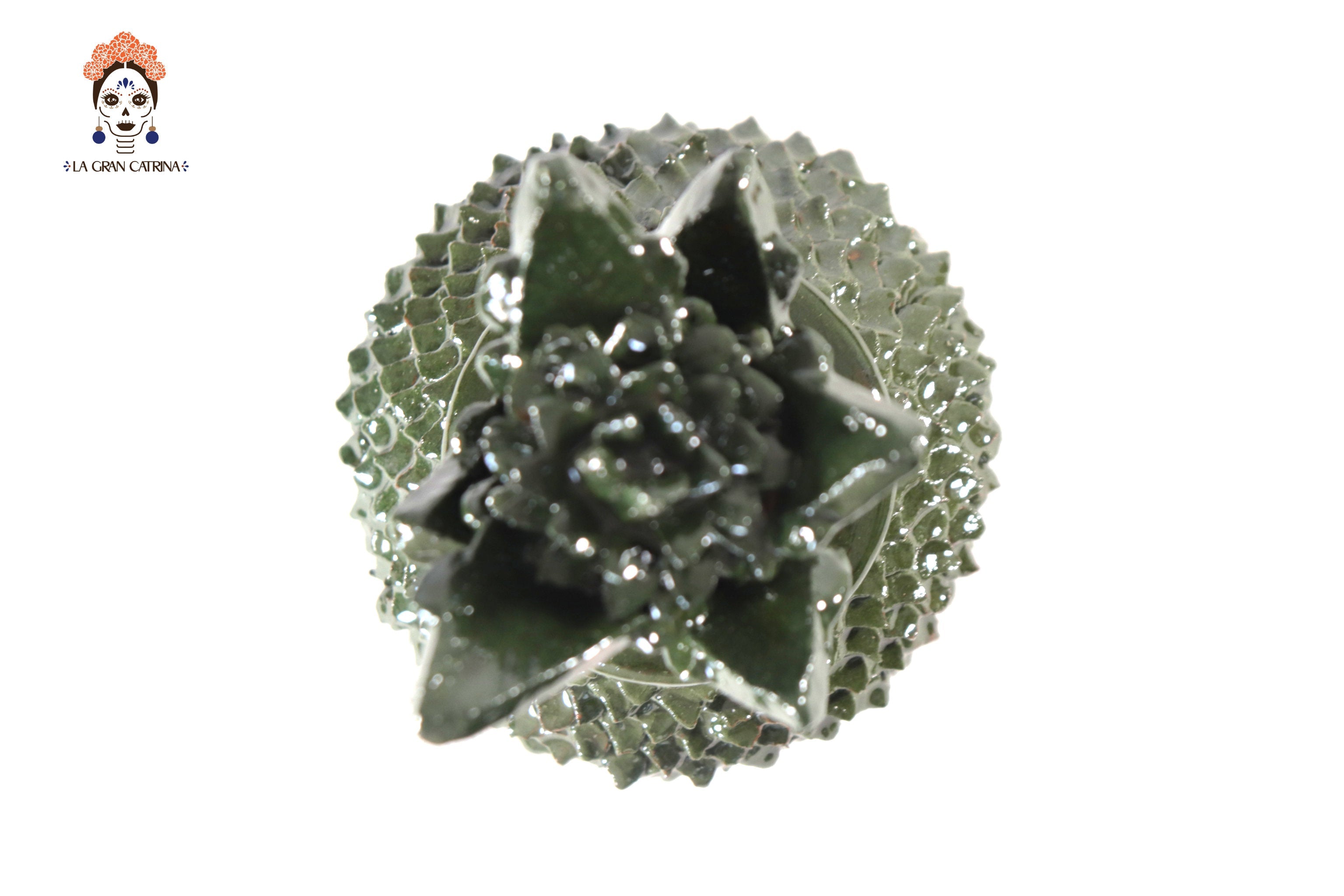 Glazed Clay Pineapple - Spikes Green - 7.7 in. Juan Gtz