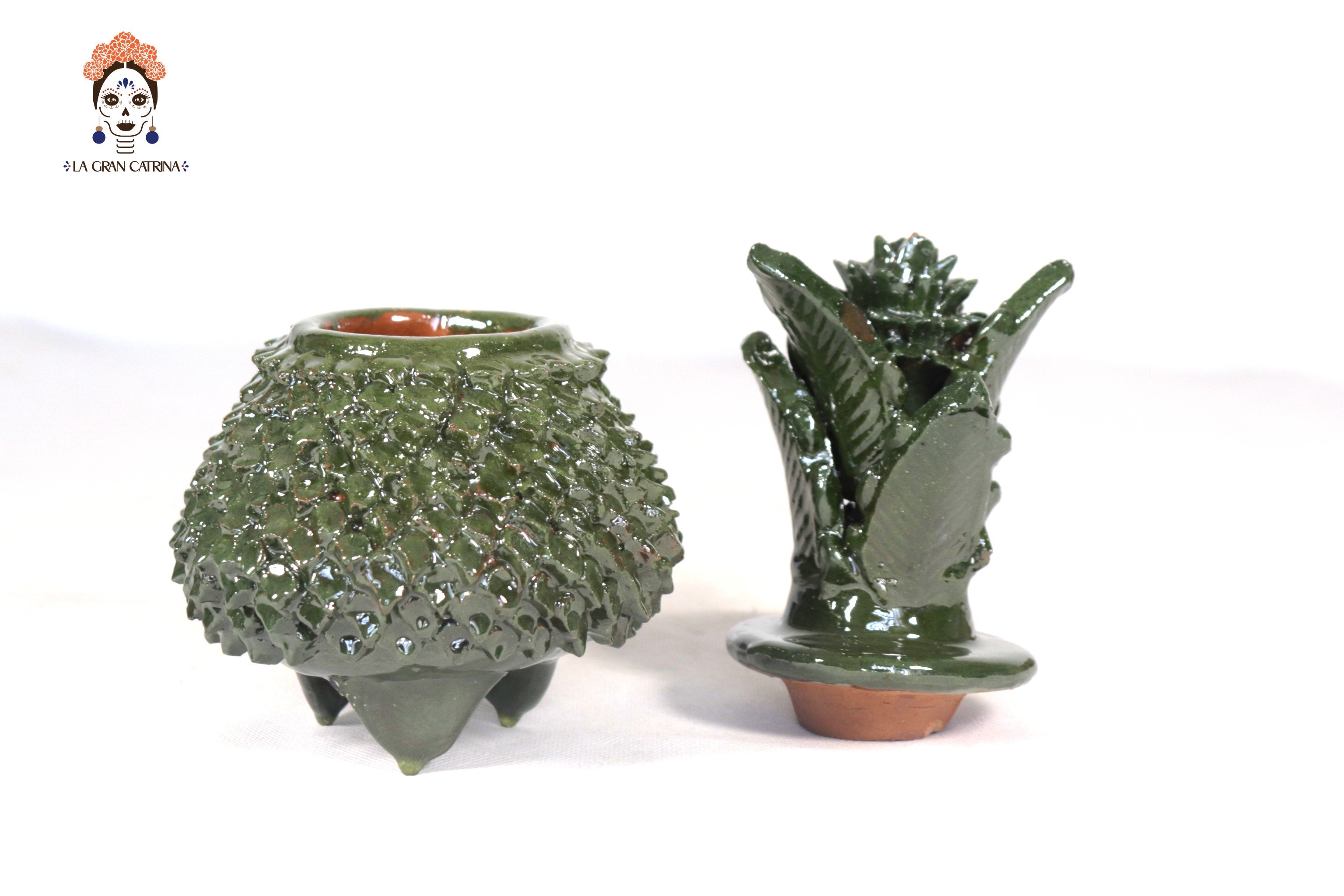 Glazed Clay Pineapple - Spikes Green - 7.7 in. Juan Gtz