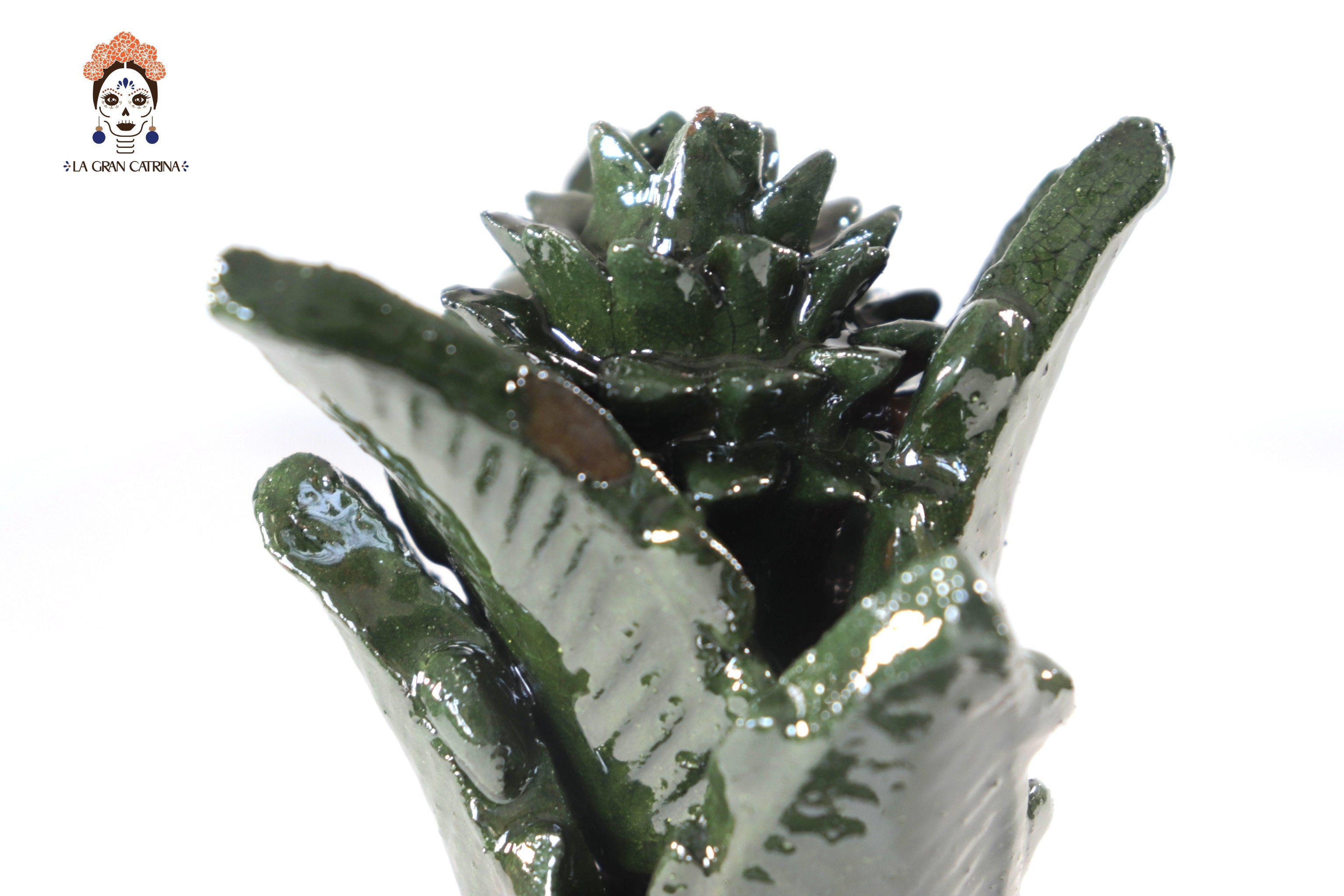 Glazed Clay Pineapple - Spikes Green - 7.7 in. Juan Gtz