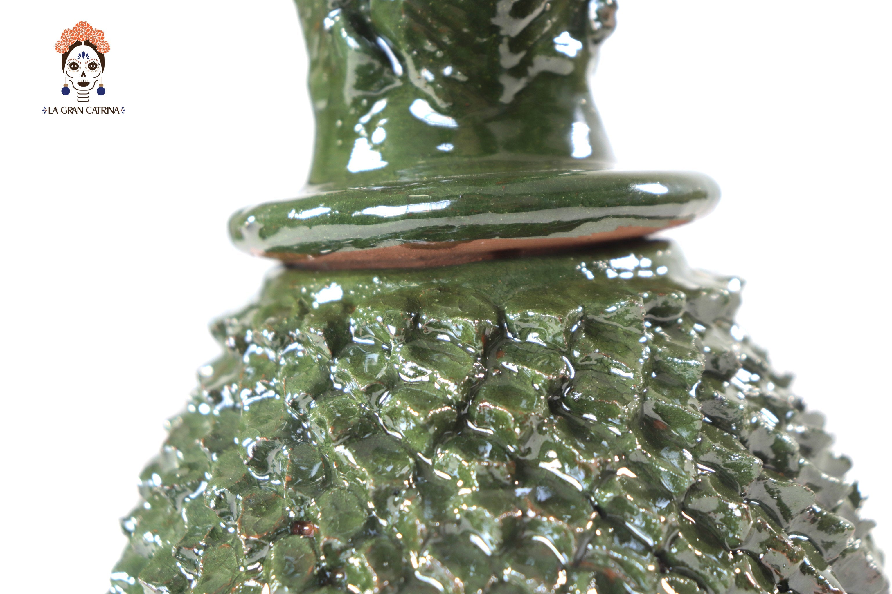 Glazed Clay Pineapple - Spikes Green - 7.7 in. Juan Gtz