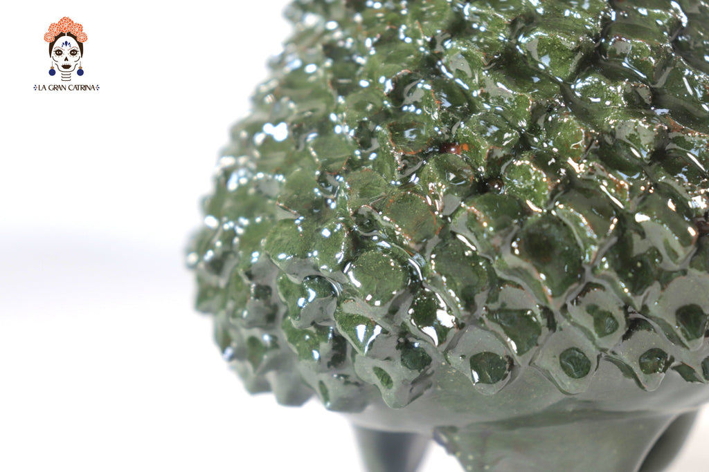 Glazed Clay Pineapple - Spikes Green - 7.7 in. Juan Gtz