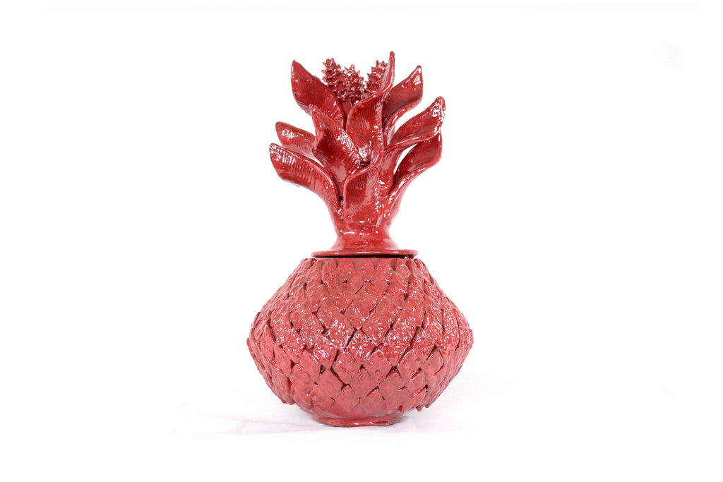 Red Pineapple with Wavy Lid - 16 in. - Made to Order Juan Gtz