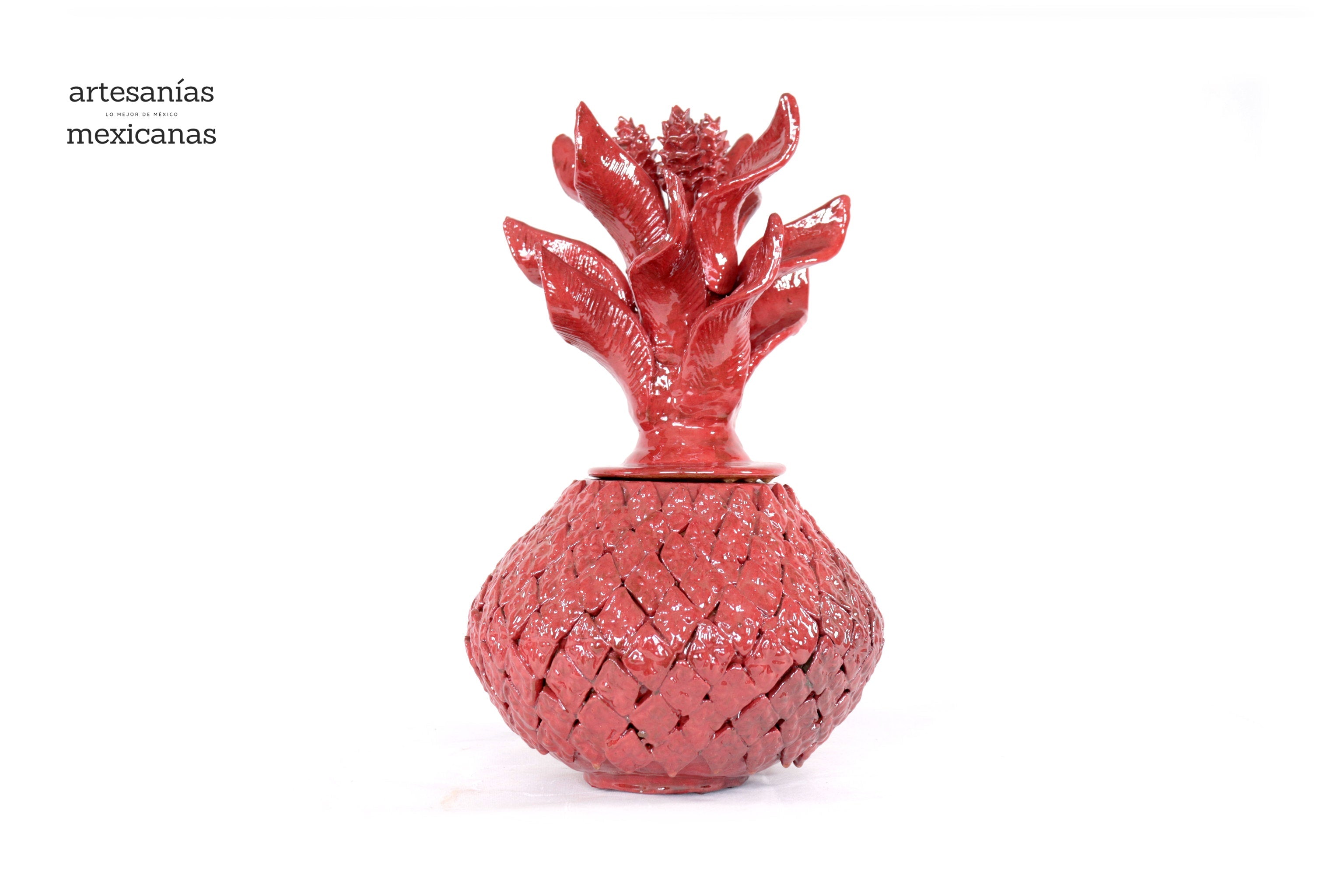Red Pineapple with Wavy Lid - 16 in. - Made to Order Juan Gtz