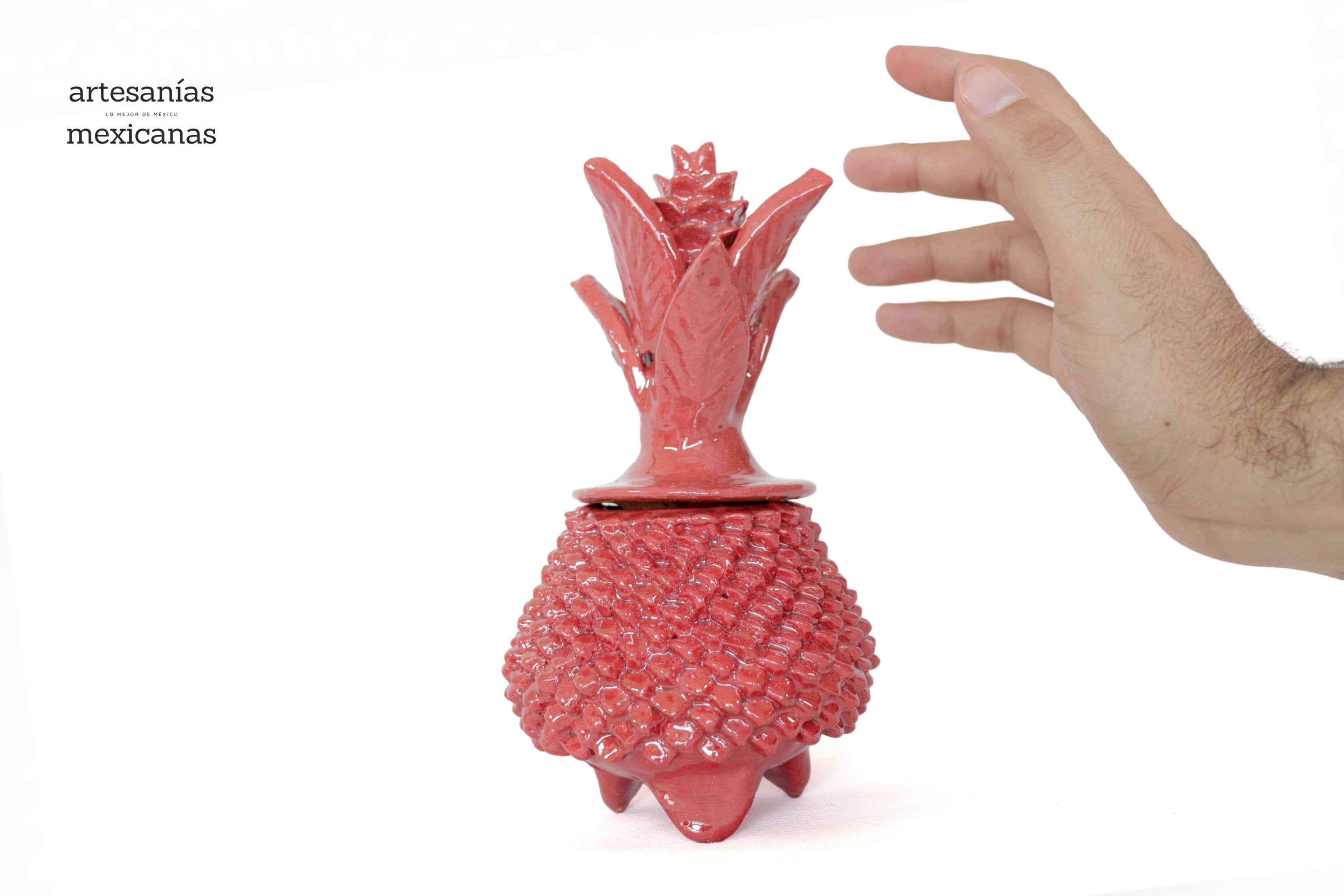 Red Pineapple Glazed Clay - 7.7 in. Juan Gtz