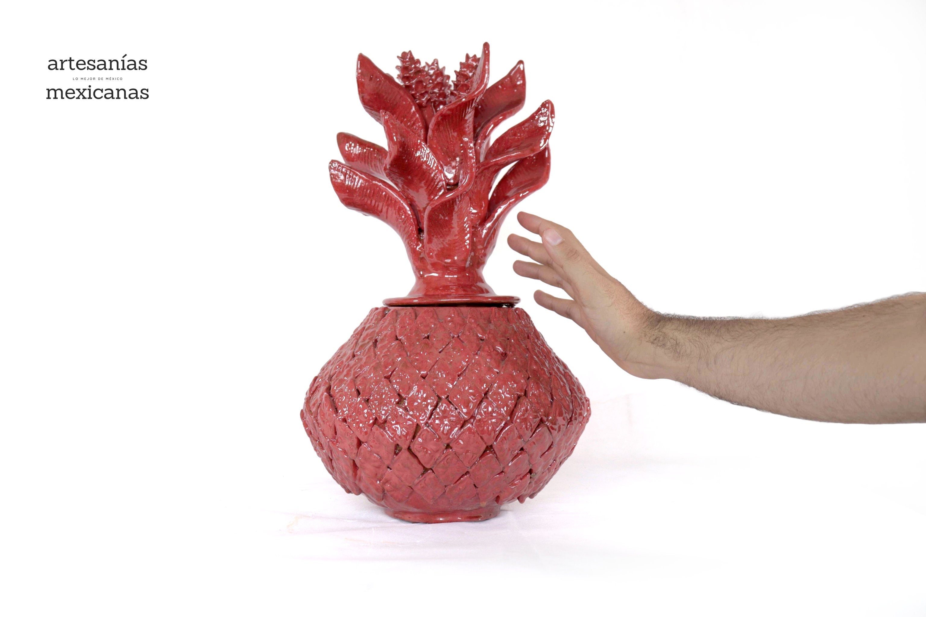 Red Pineapple with Wavy Lid - 16 in. - Made to Order Juan Gtz