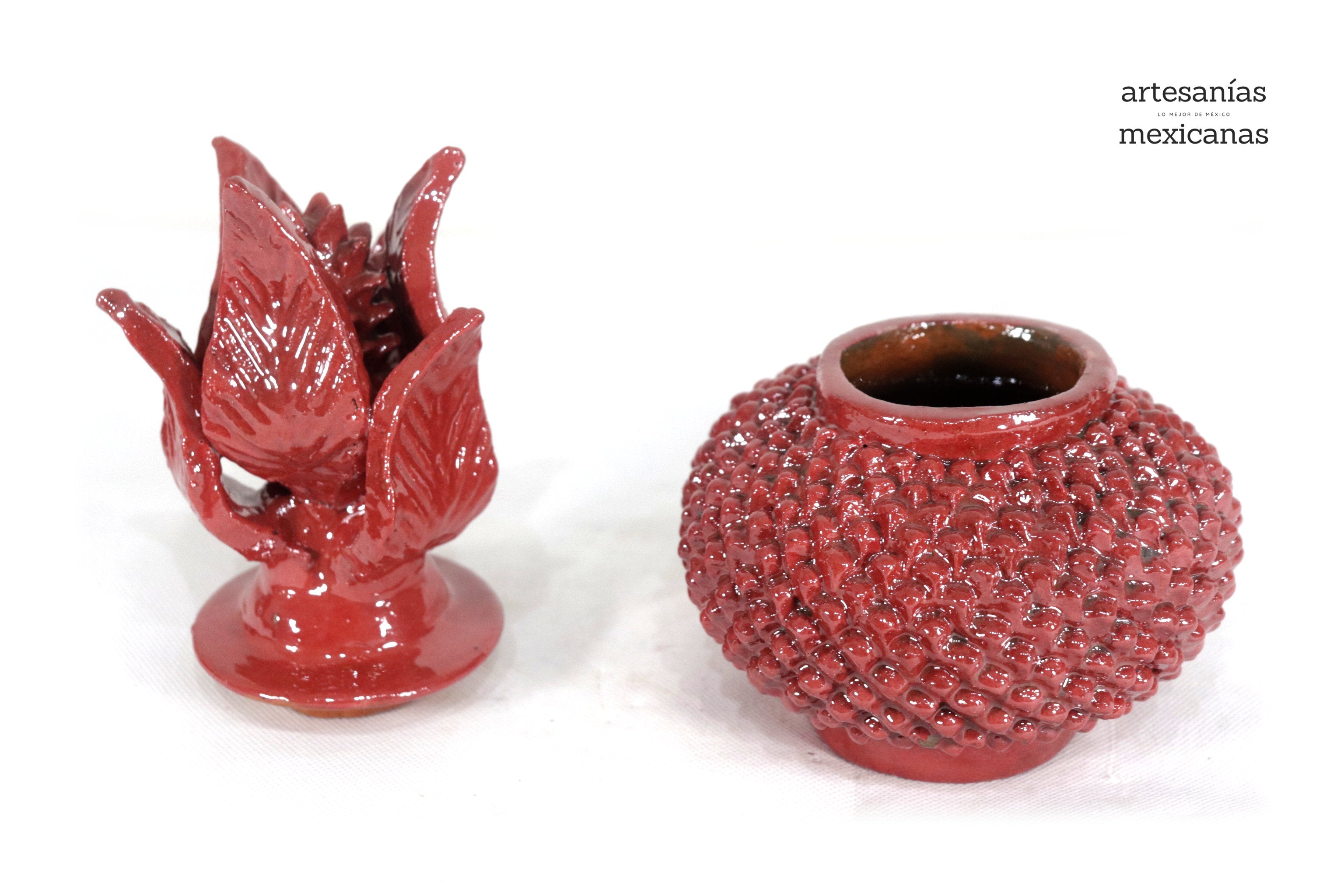 Red Pineapple with Spikes Glazed Clay - 8.6 in. Juan Gtz