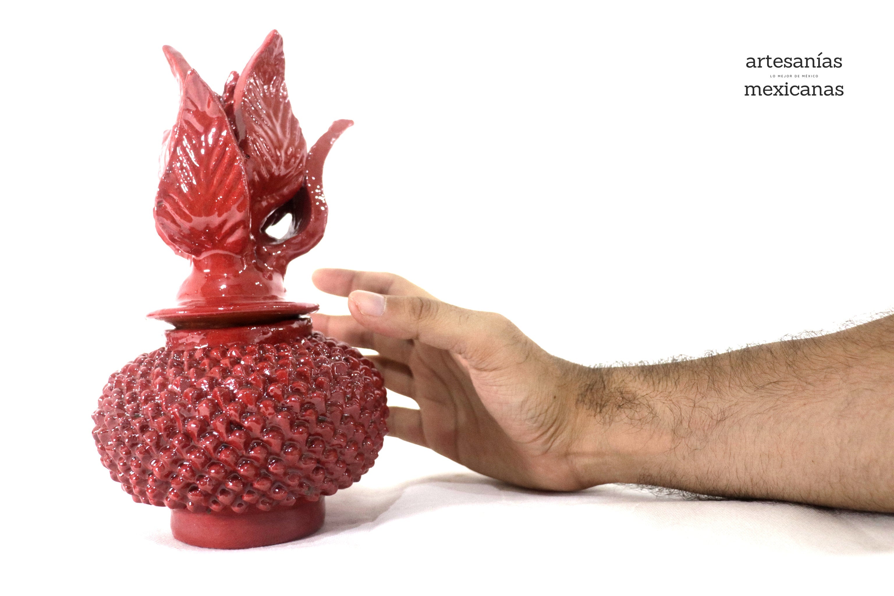 Red Pineapple with Spikes Glazed Clay - 8.6 in. Juan Gtz