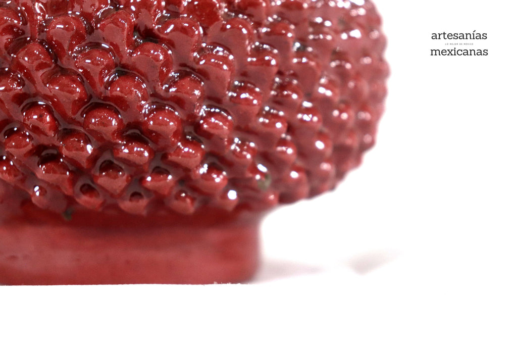 Red Pineapple with Spikes Glazed Clay - 8.6 in. Juan Gtz
