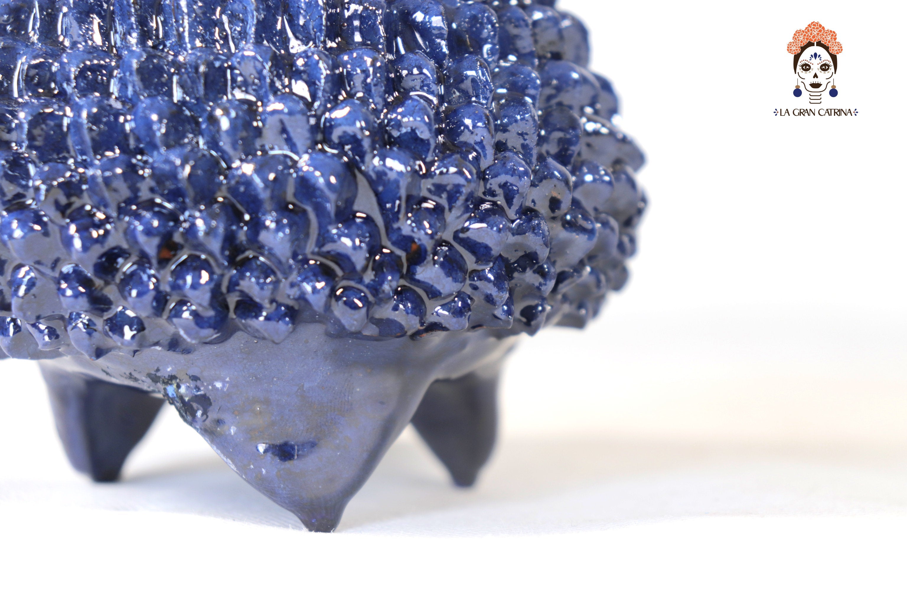 Michoacán Clay Pineapple - Spikes Blue - 7.7 in. Juan Gtz
