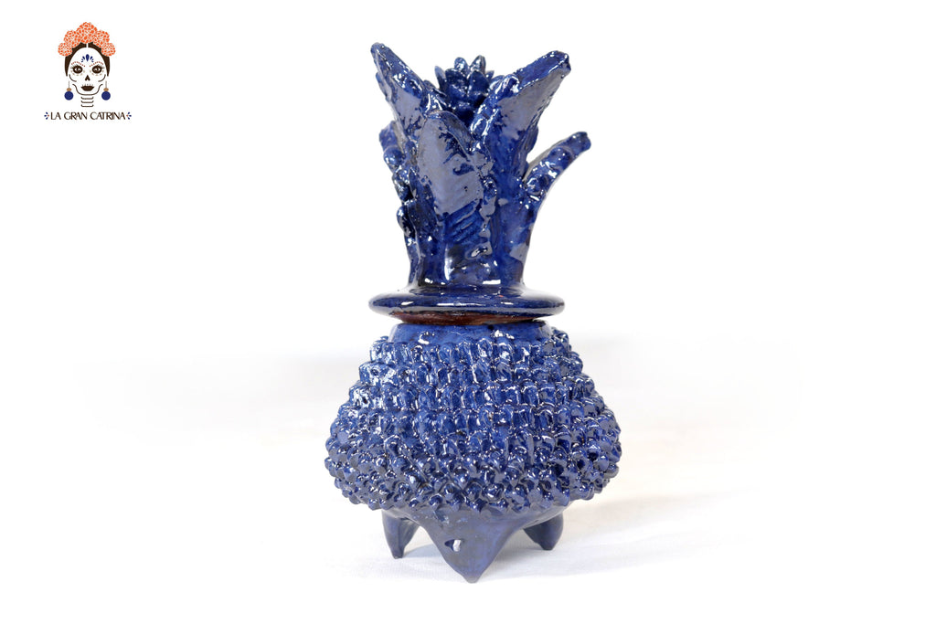Michoacán Clay Pineapple - Spikes Blue - 7.7 in. Juan Gtz
