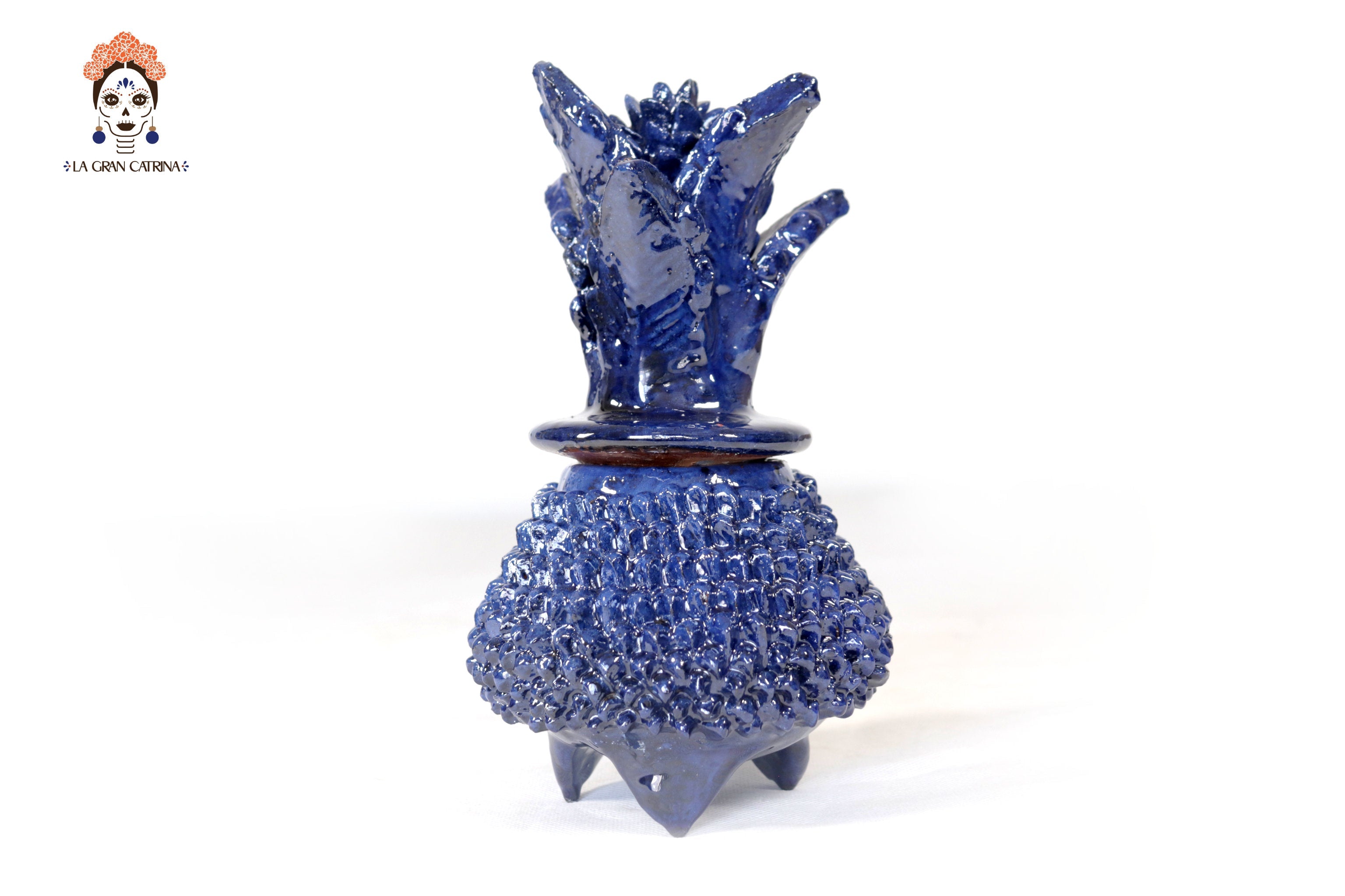 Michoacán Clay Pineapple - Spikes Blue - 7.7 in. Juan Gtz