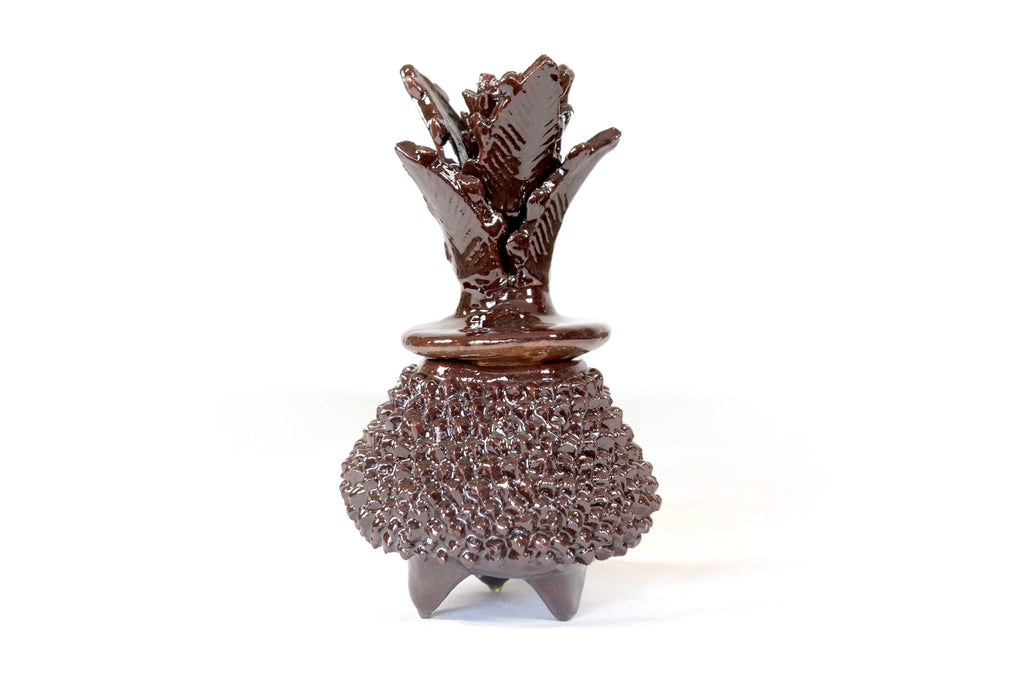 Brown Pineapple of dotted glazed clay - 7.7 in. Juan Gtz