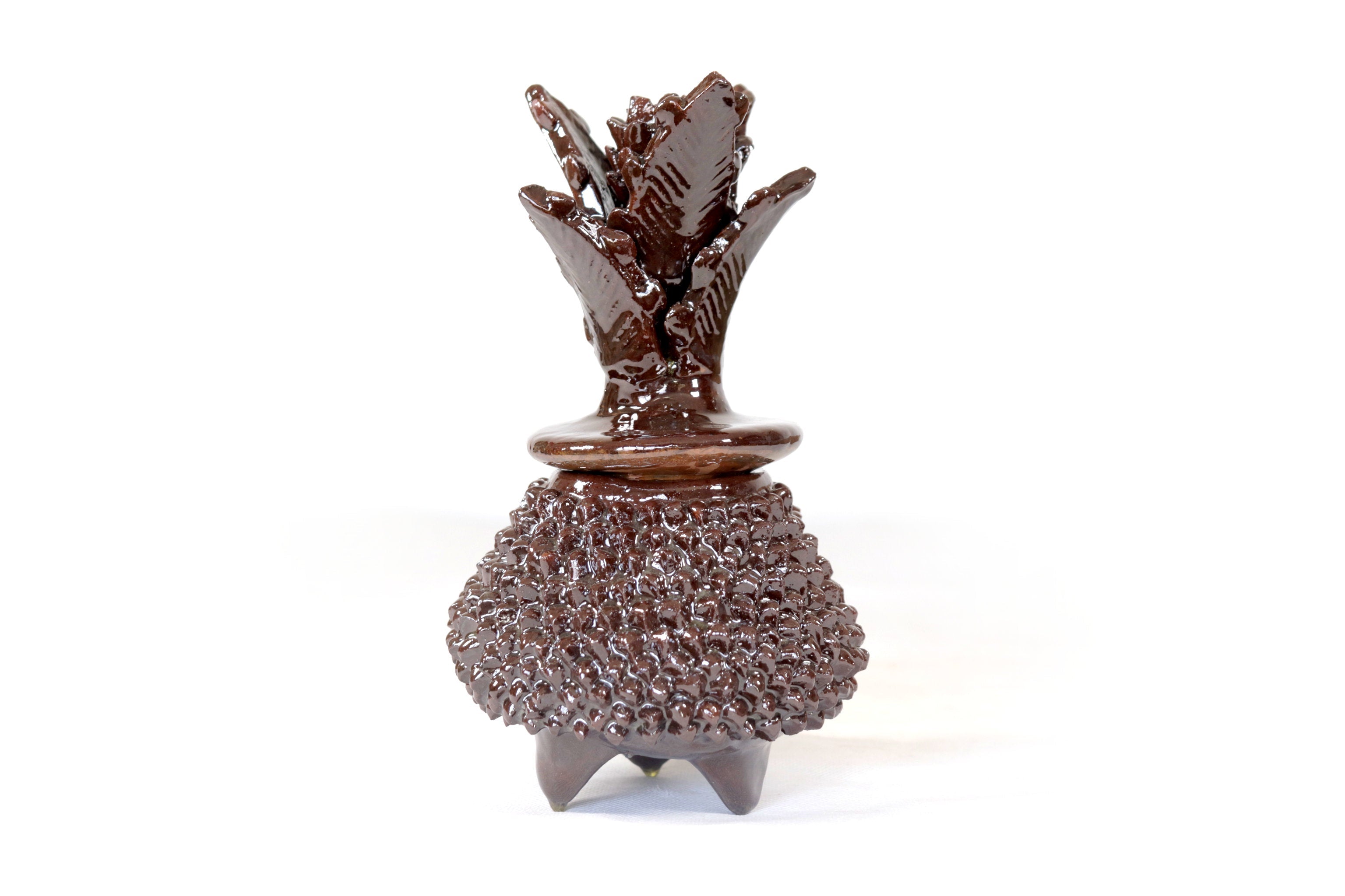 Brown Pineapple of dotted glazed clay - 7.7 in. Juan Gtz