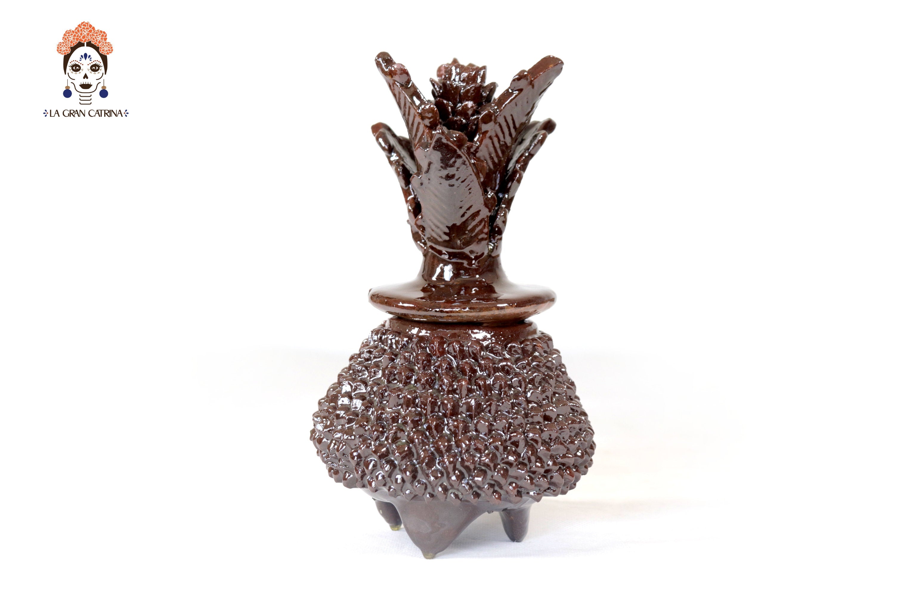 Brown Pineapple of dotted glazed clay - 7.7 in. Juan Gtz