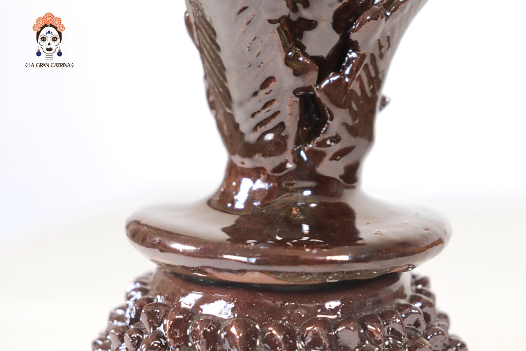 Brown Pineapple of dotted glazed clay - 7.7 in. Juan Gtz