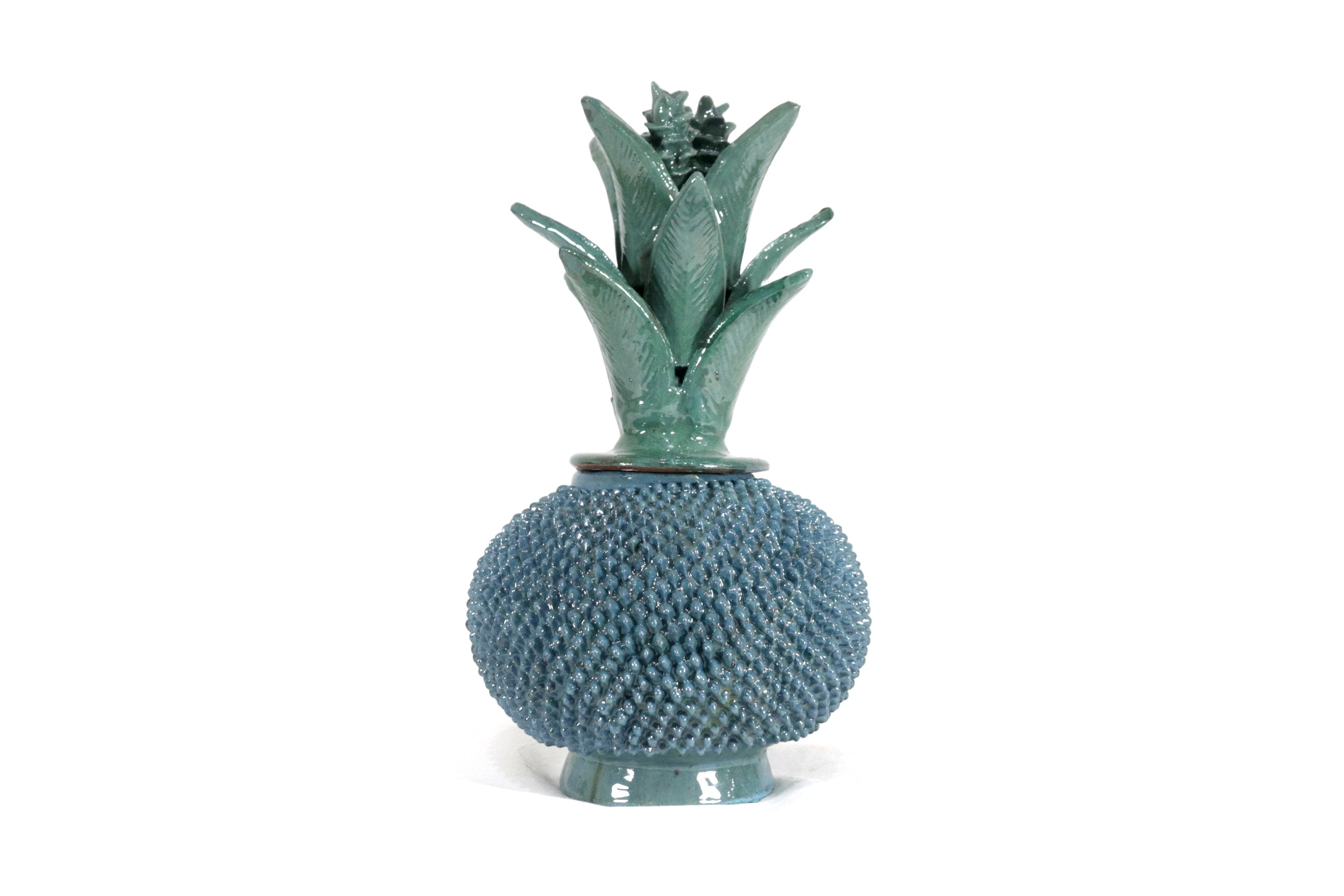Michoacán Clay Pineapple - Turquoise with Spikes - 13 in. Juan Gtz