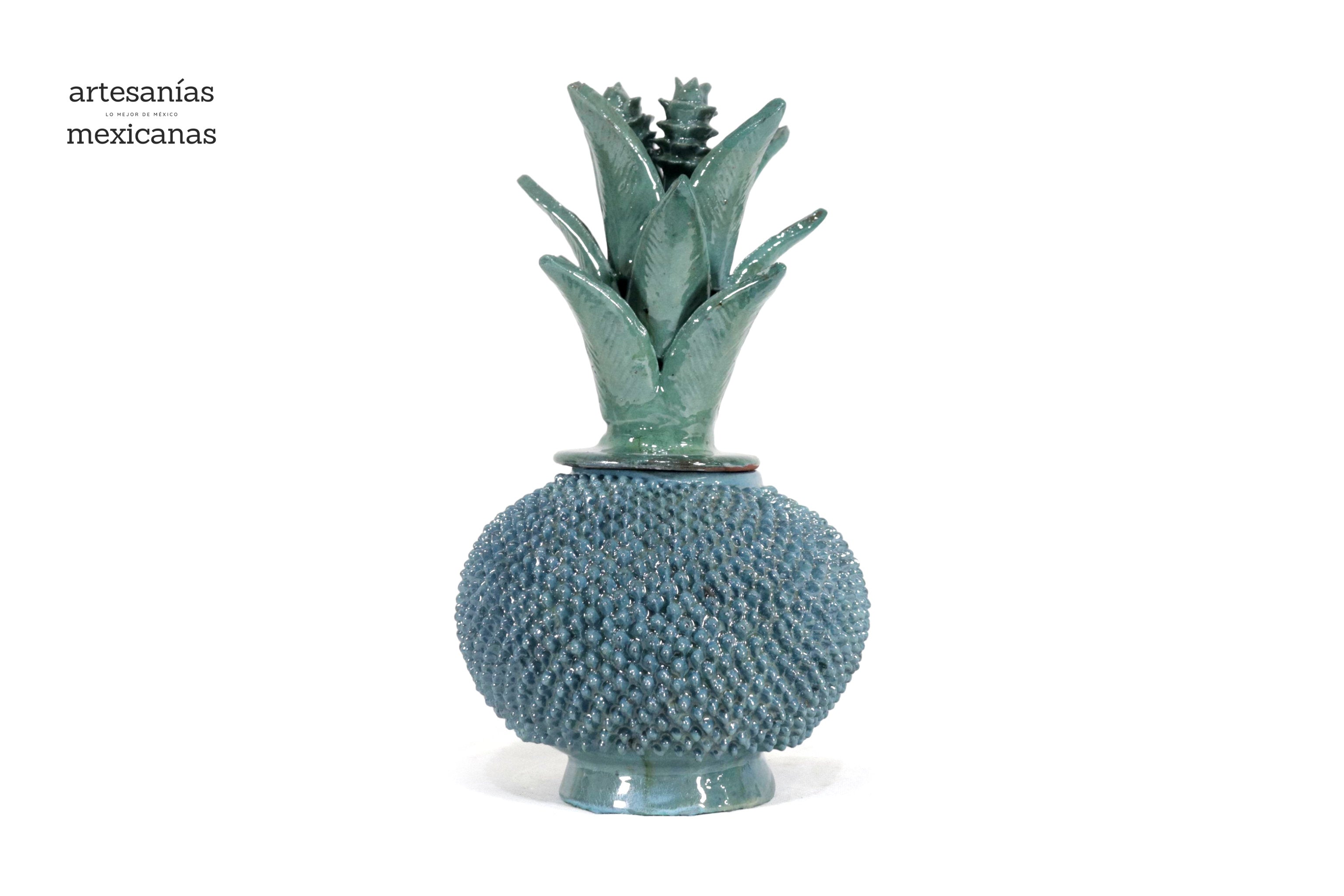 Michoacán Clay Pineapple - Turquoise with Spikes - 13 in. Juan Gtz