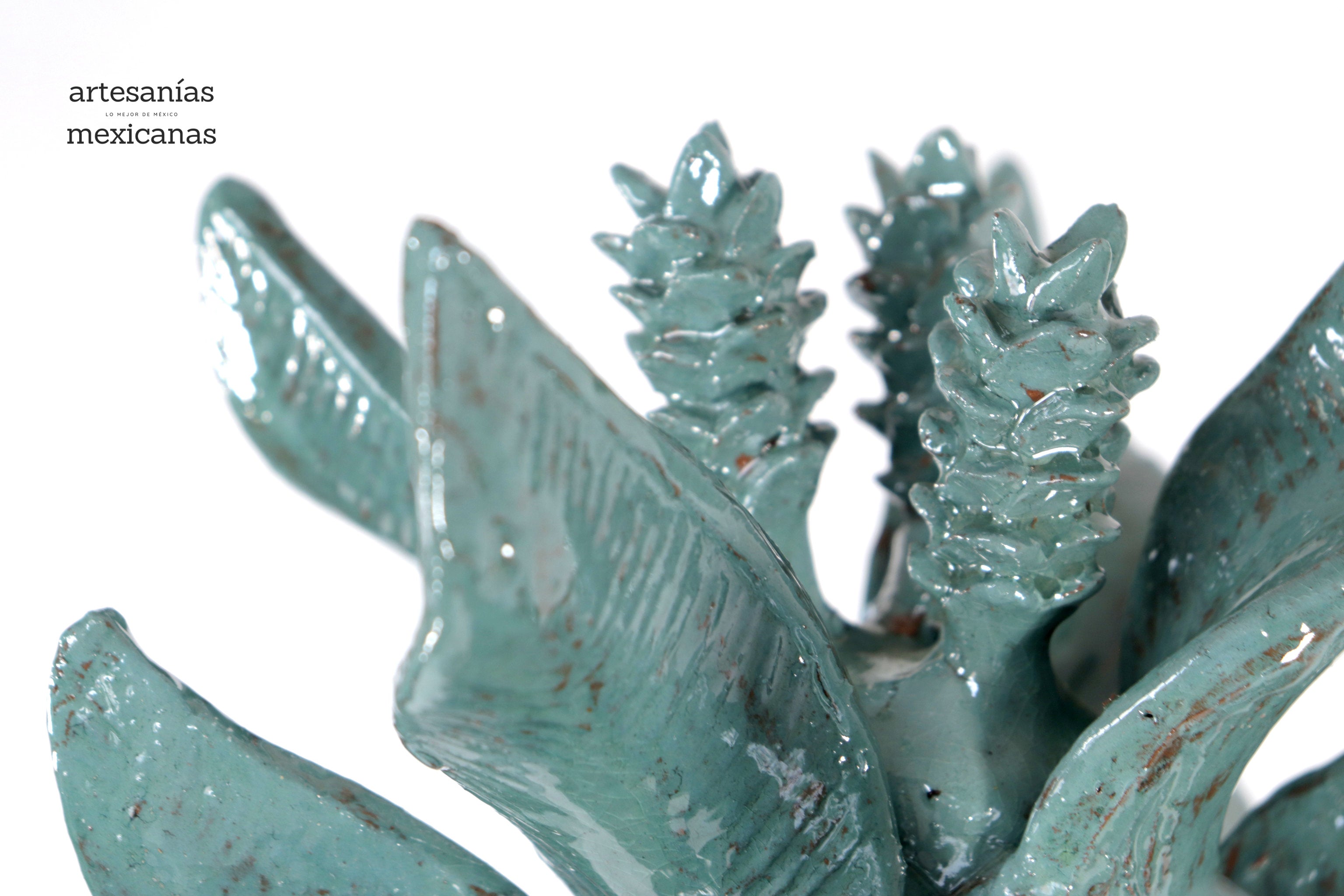 Turquoise Pineapple of tejido with Wavy Lid - 20 in. - Made to Order Juan Gtz