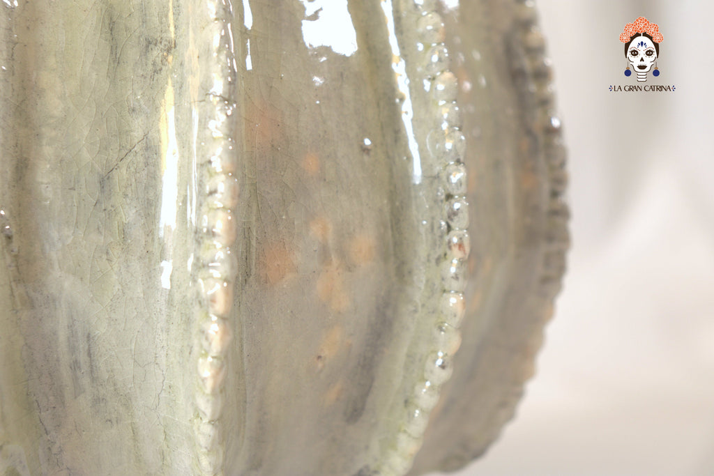 Michoacán Clay Pineapple - Beige Barrel Cactus with Special Lid - 21 in. Juan Gtz