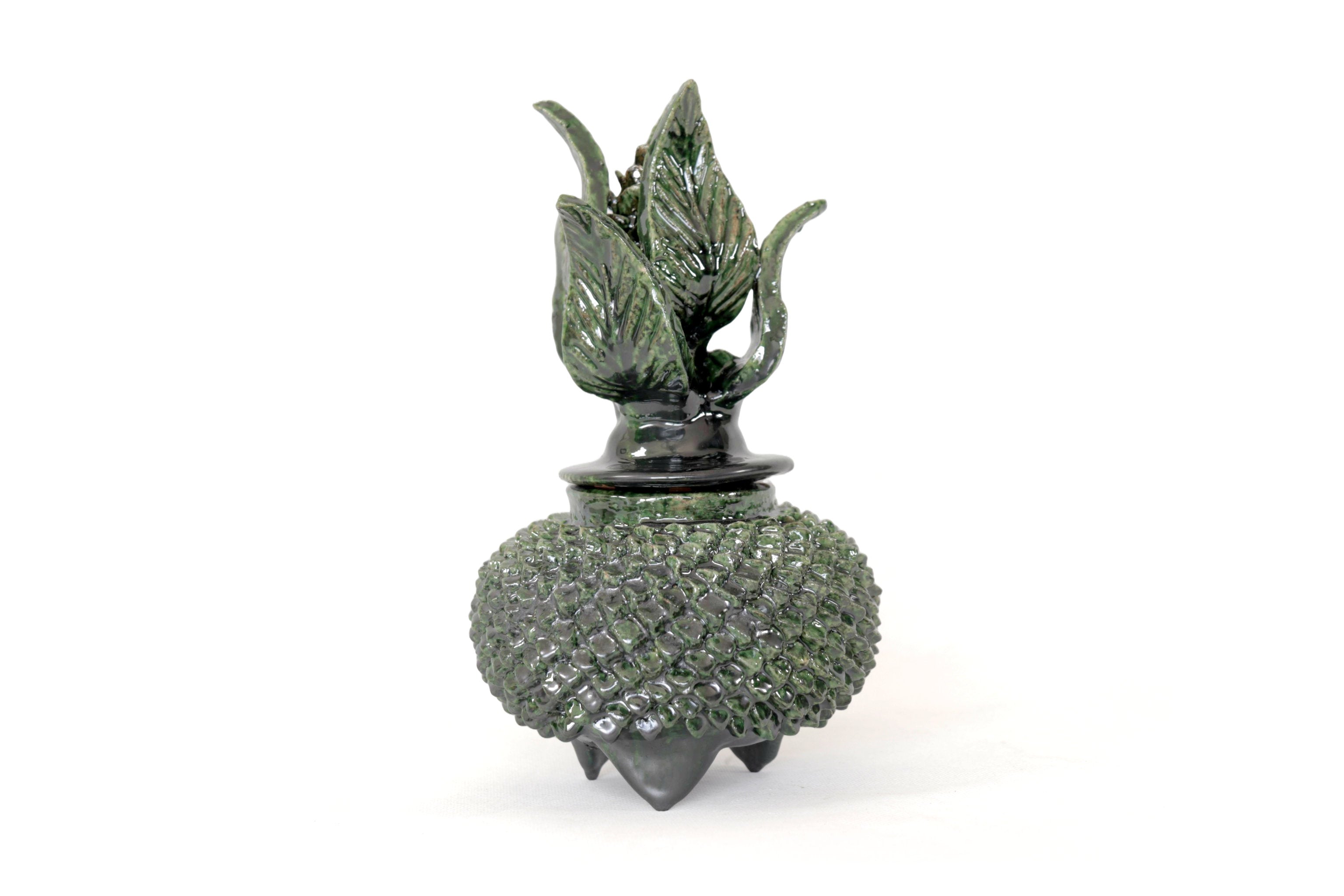 Green Pineapple with Spikes Glazed Clay - 8.6 in. Juan Gtz
