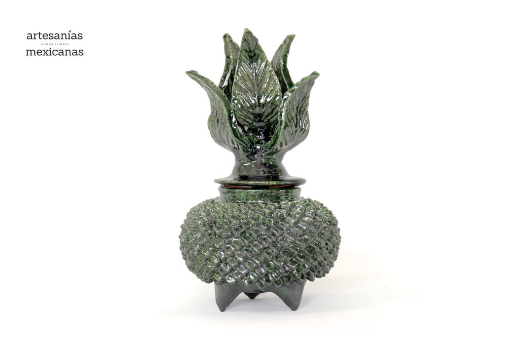 Green Pineapple with Spikes Glazed Clay - 8.6 in. Juan Gtz