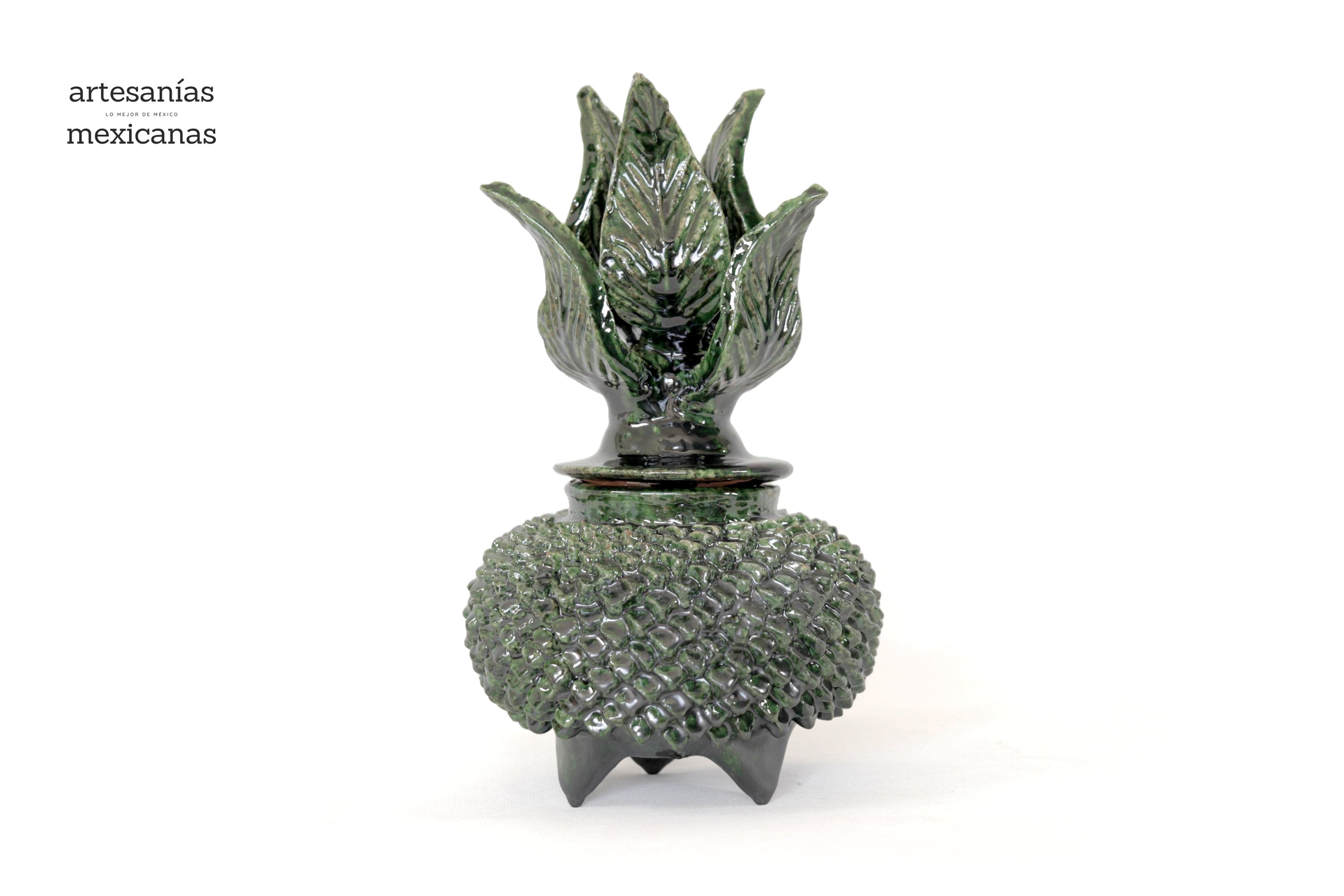 Green Pineapple with Spikes Glazed Clay - 8.6 in. Juan Gtz