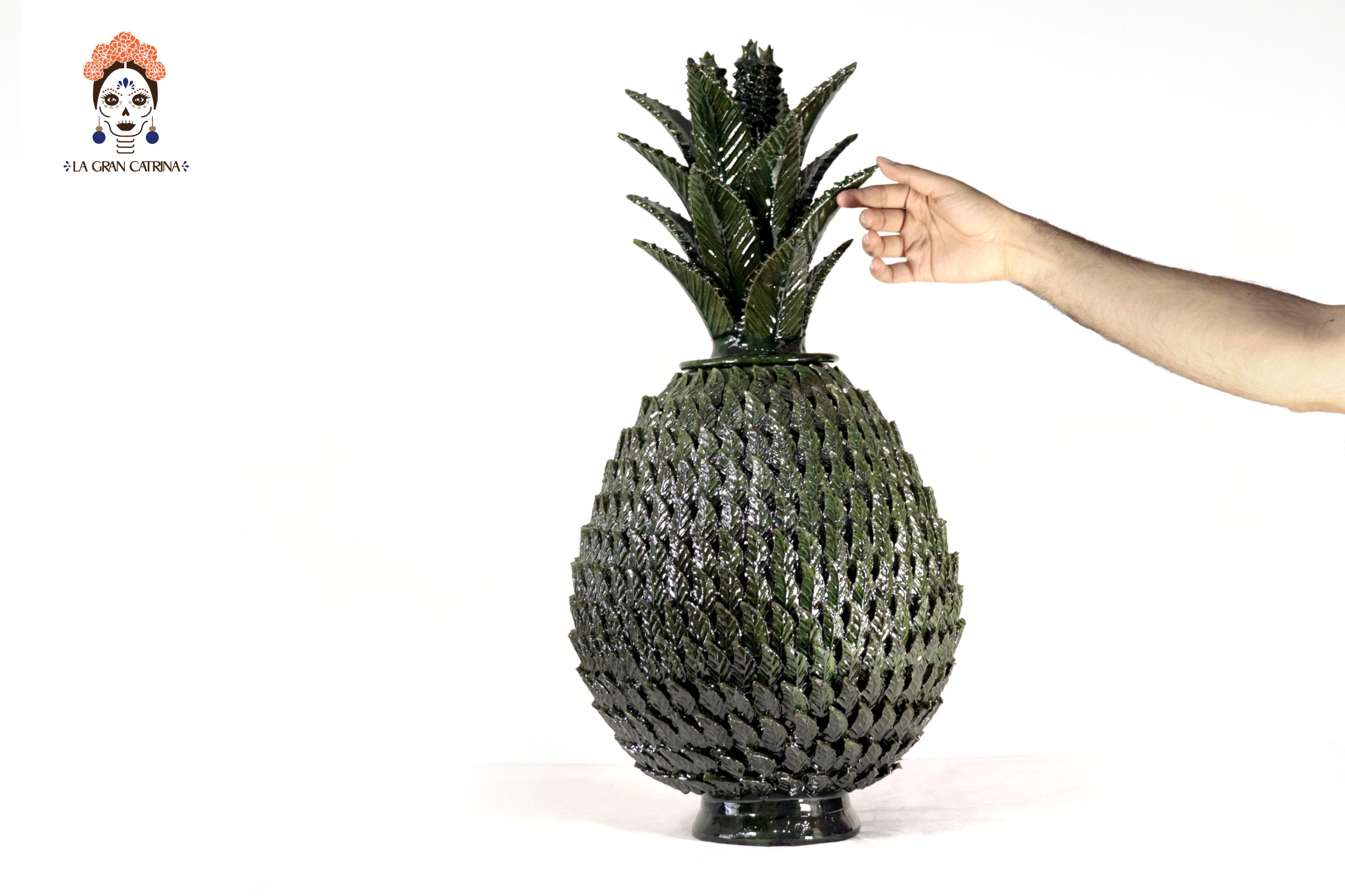 Michoacán Clay Pineapple - 27.5 in. - Green Juan Gtz