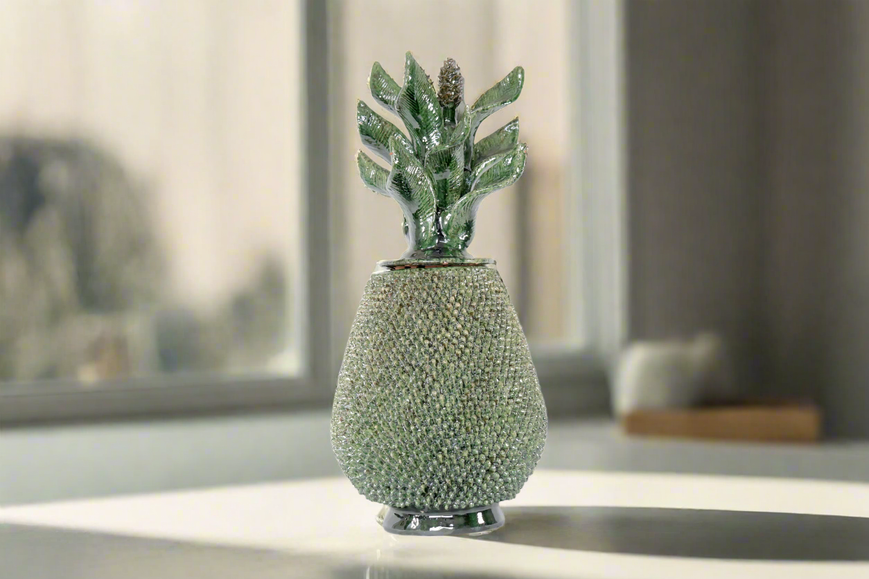 Pineapple with Spikes Green Wavy Lid - 20 in. - Made to Order Juan Gtz