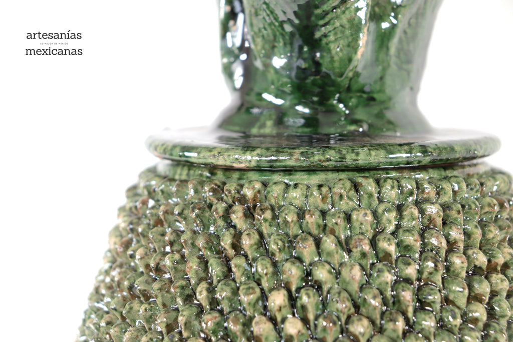 Pineapple with Spikes Green Wavy Lid - 20 in. - Made to Order Juan Gtz