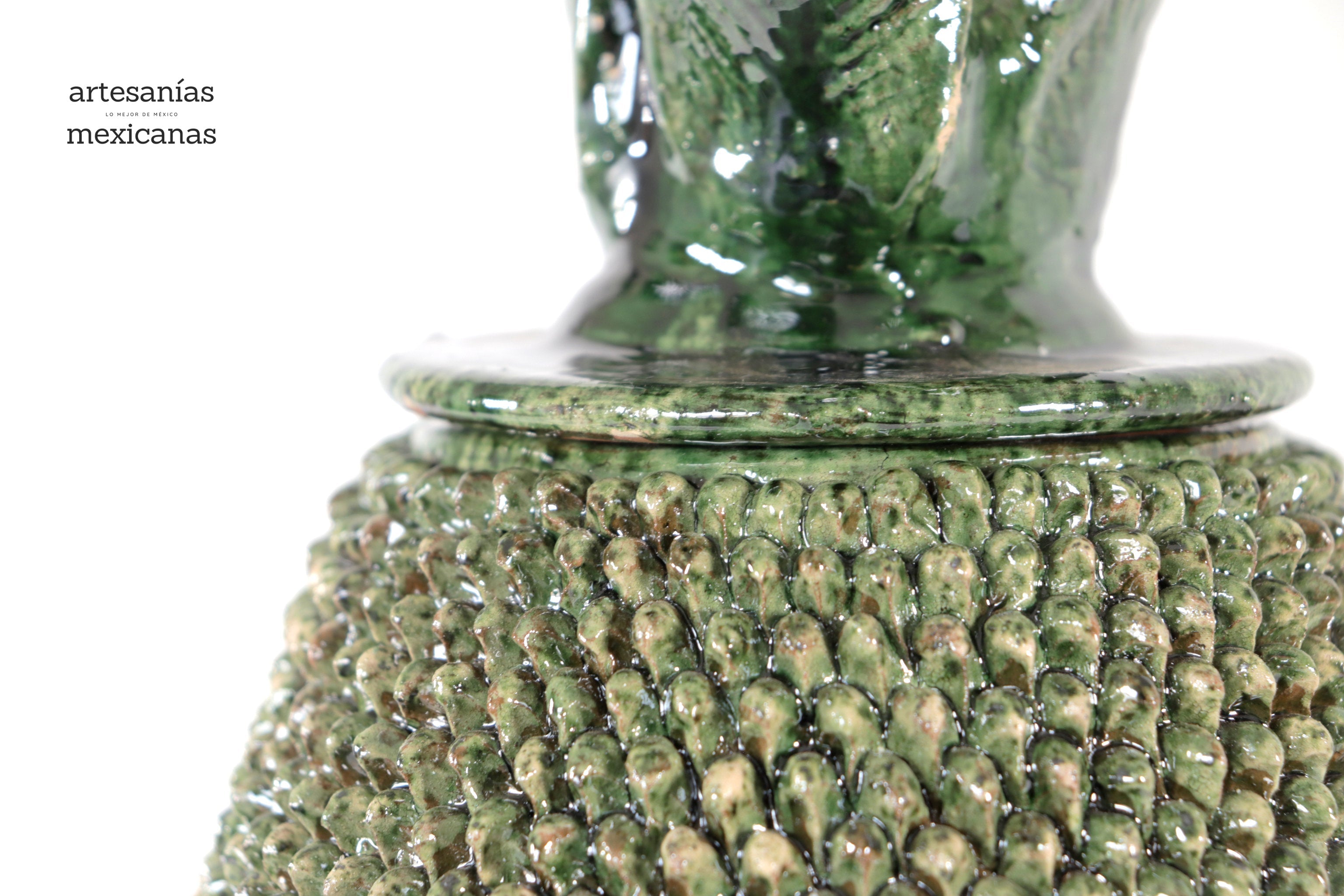 Pineapple with Spikes Green Wavy Lid - 20 in. - Made to Order Juan Gtz