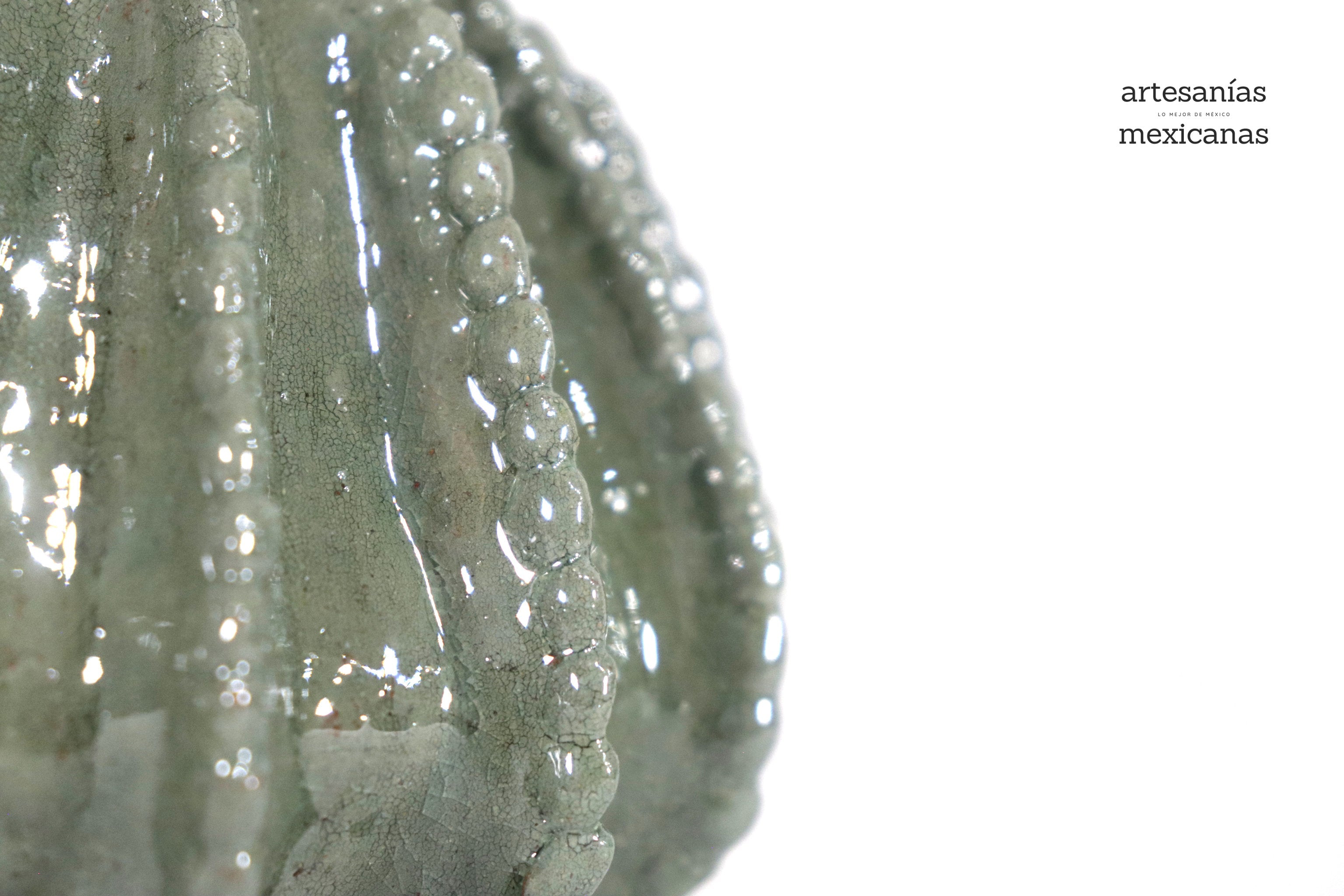 Michoacán Clay Pineapple - Small Olive Green barrel cactus - 7.7 in. - Made to Order Juan Gtz
