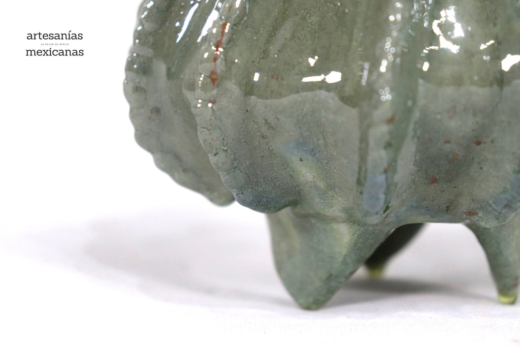 Michoacán Clay Pineapple - Small Olive Green barrel cactus - 7.7 in. - Made to Order Juan Gtz