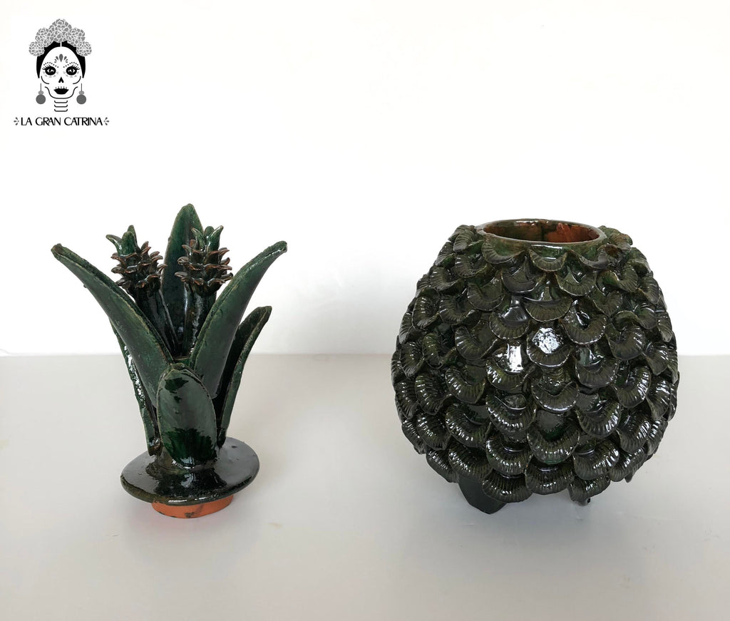 Michoacán Clay Pineapple - Petals Green - 16 in. - Made to Order Juan Gtz
