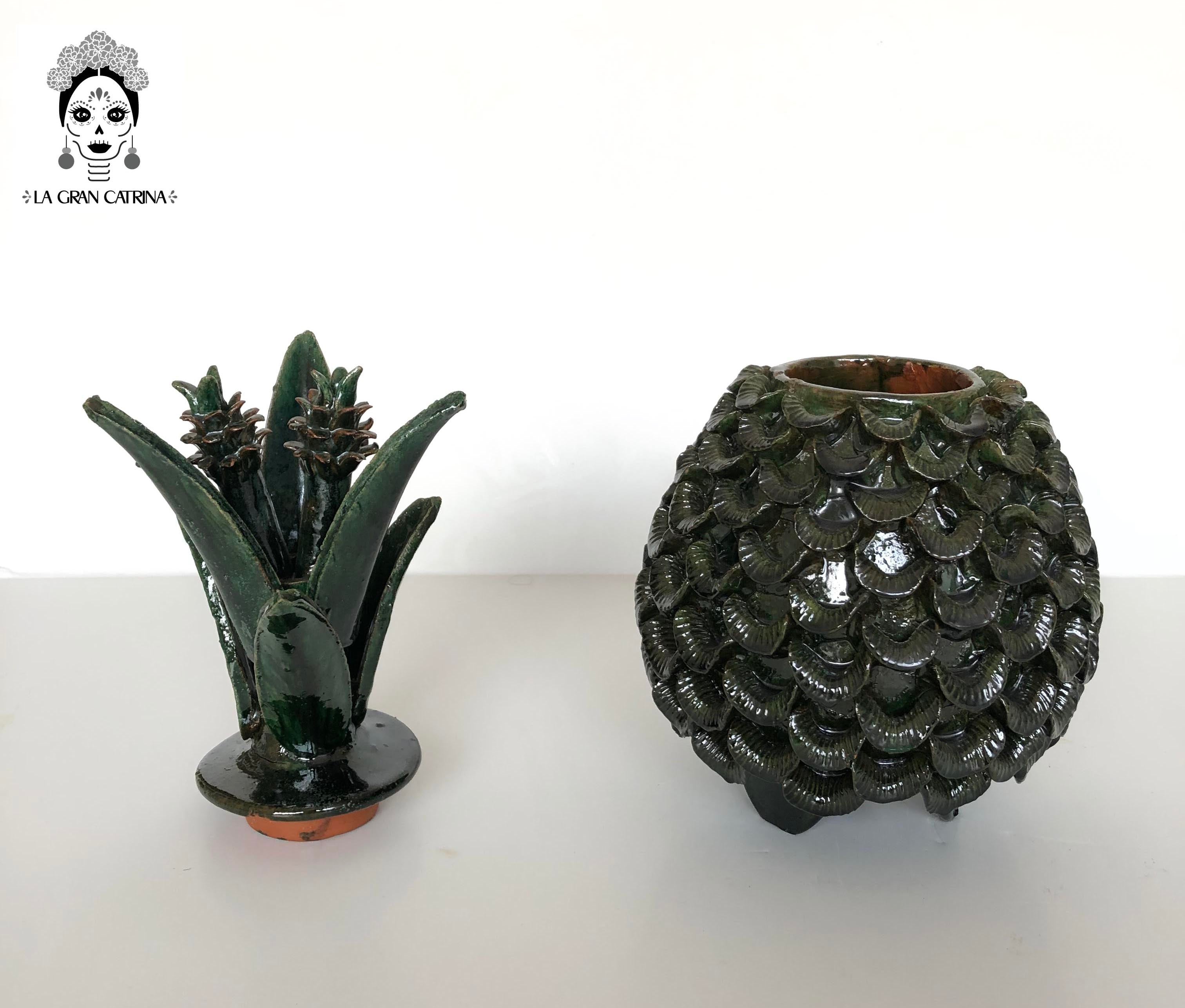 Michoacán Clay Pineapple - Petals Green - 16 in. - Made to Order Juan Gtz