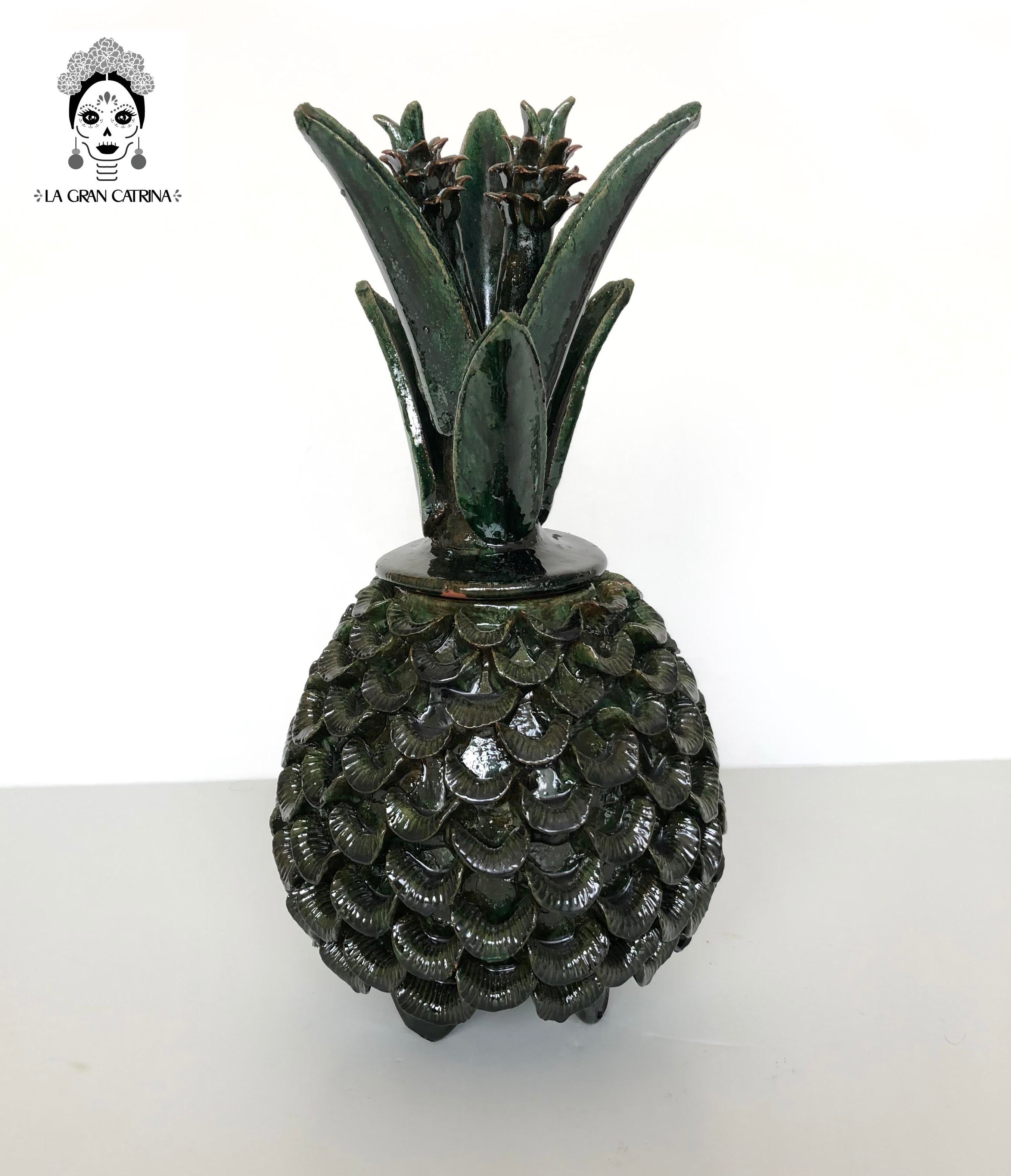Michoacán Clay Pineapple - Petals Green - 16 in. - Made to Order Juan Gtz