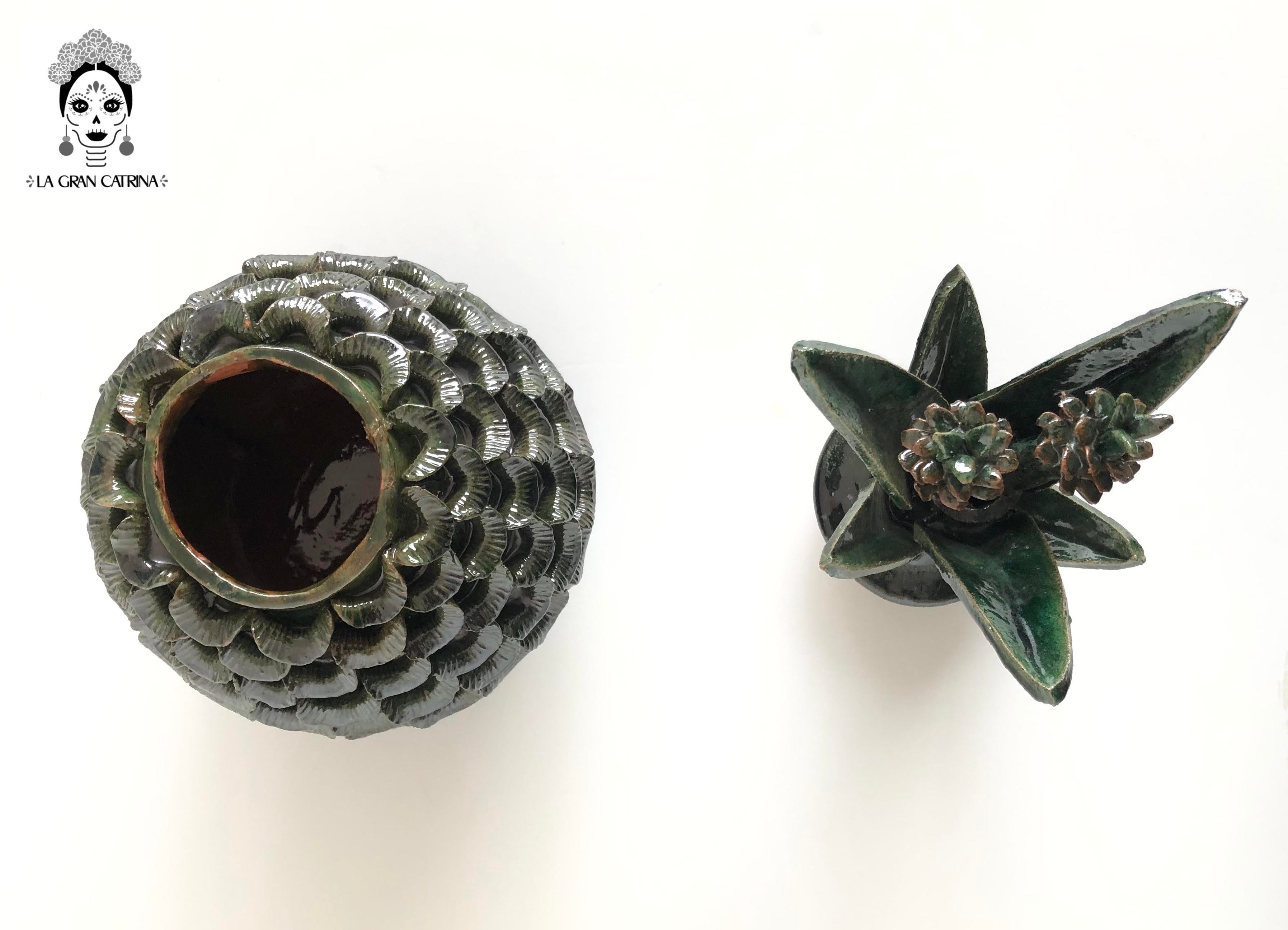 Michoacán Clay Pineapple - Petals Green - 16 in. - Made to Order Juan Gtz