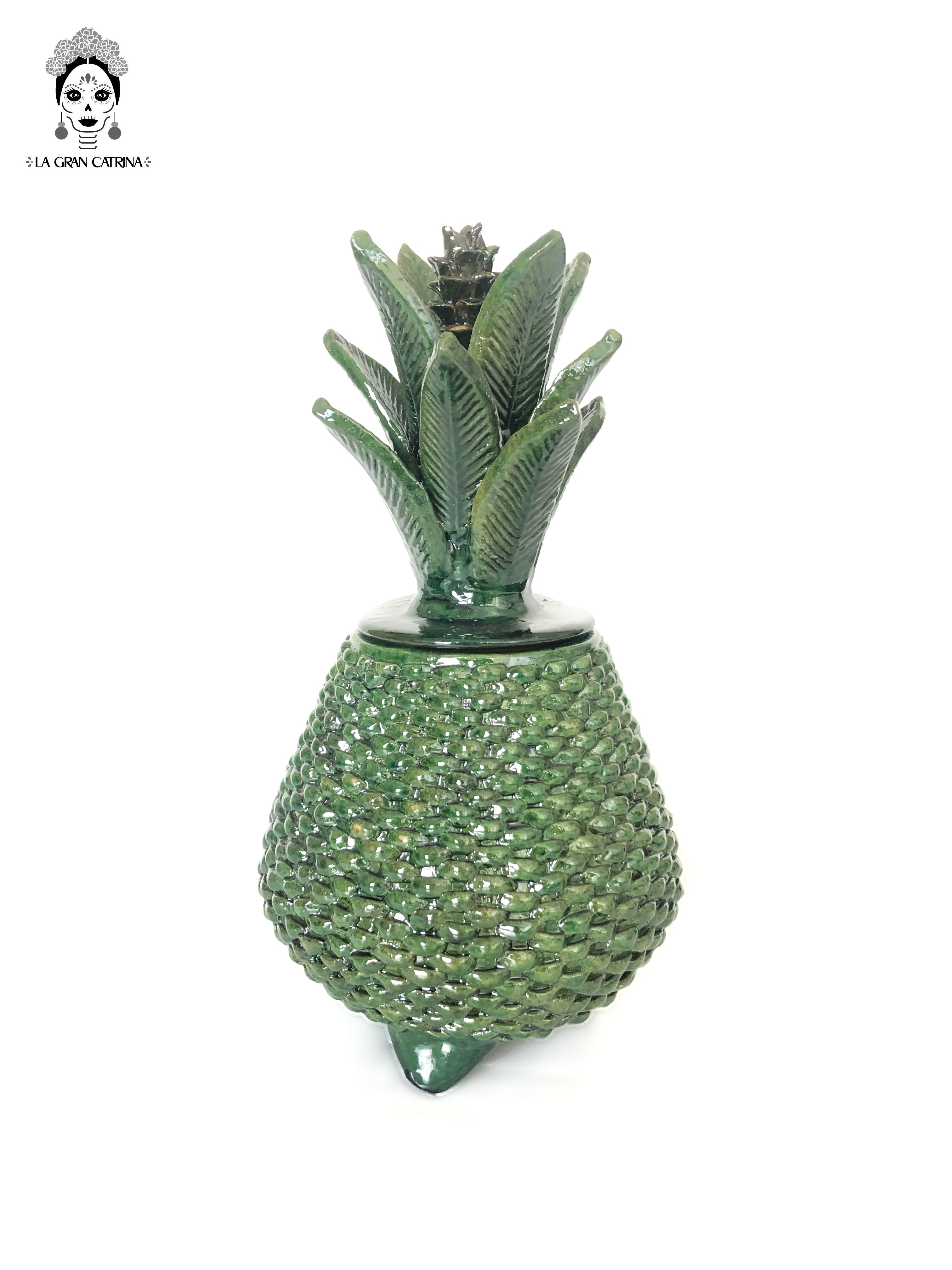 Michoacán Clay Pineapple - Green of brick pattern - 14 in. - Made to Order Juan Gtz