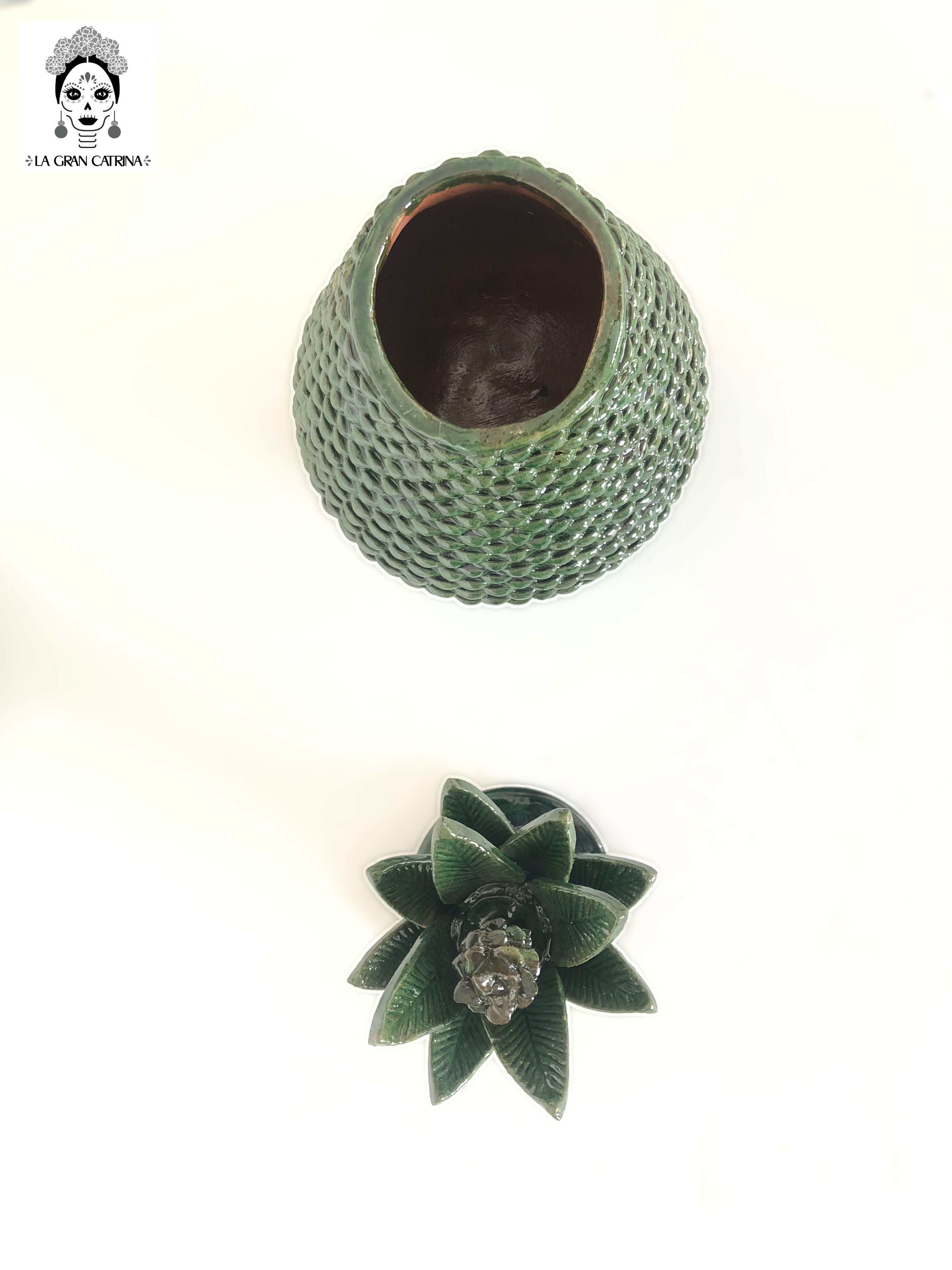Michoacán Clay Pineapple - Green of brick pattern - 14 in. - Made to Order Juan Gtz