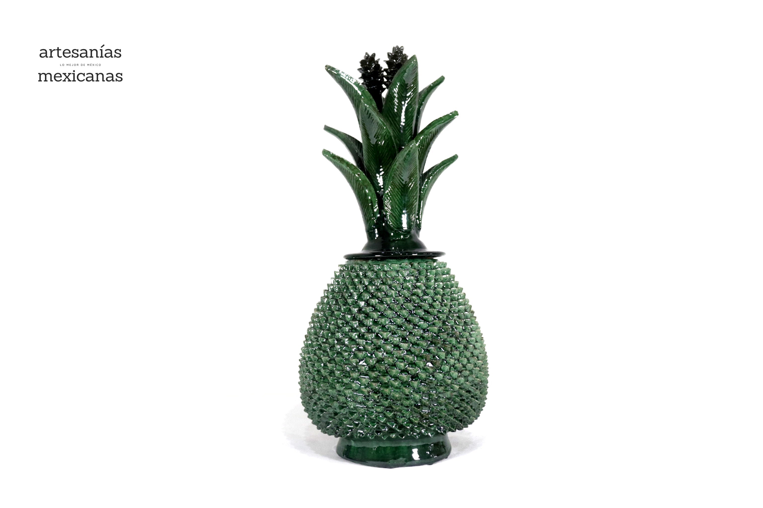 Michoacán Clay Pineapple - Spikes Green - 20 in. - in. Production Juan Gtz