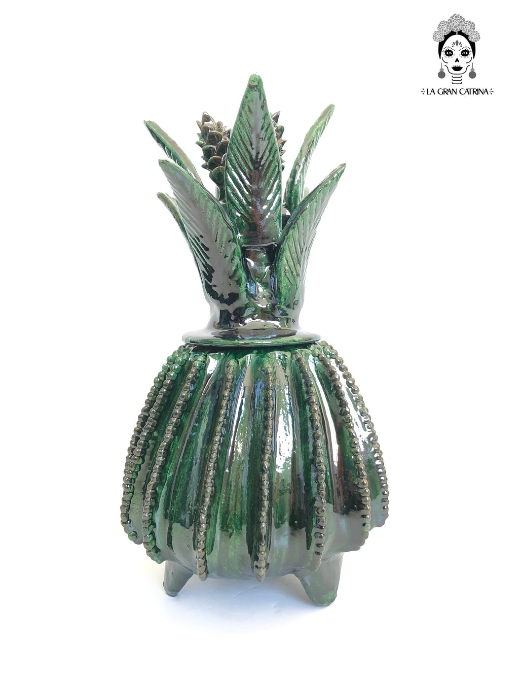 Michoacán Clay Pineapple - Green Barrel Cactus - 13 in. - Made to Order Juan Gtz
