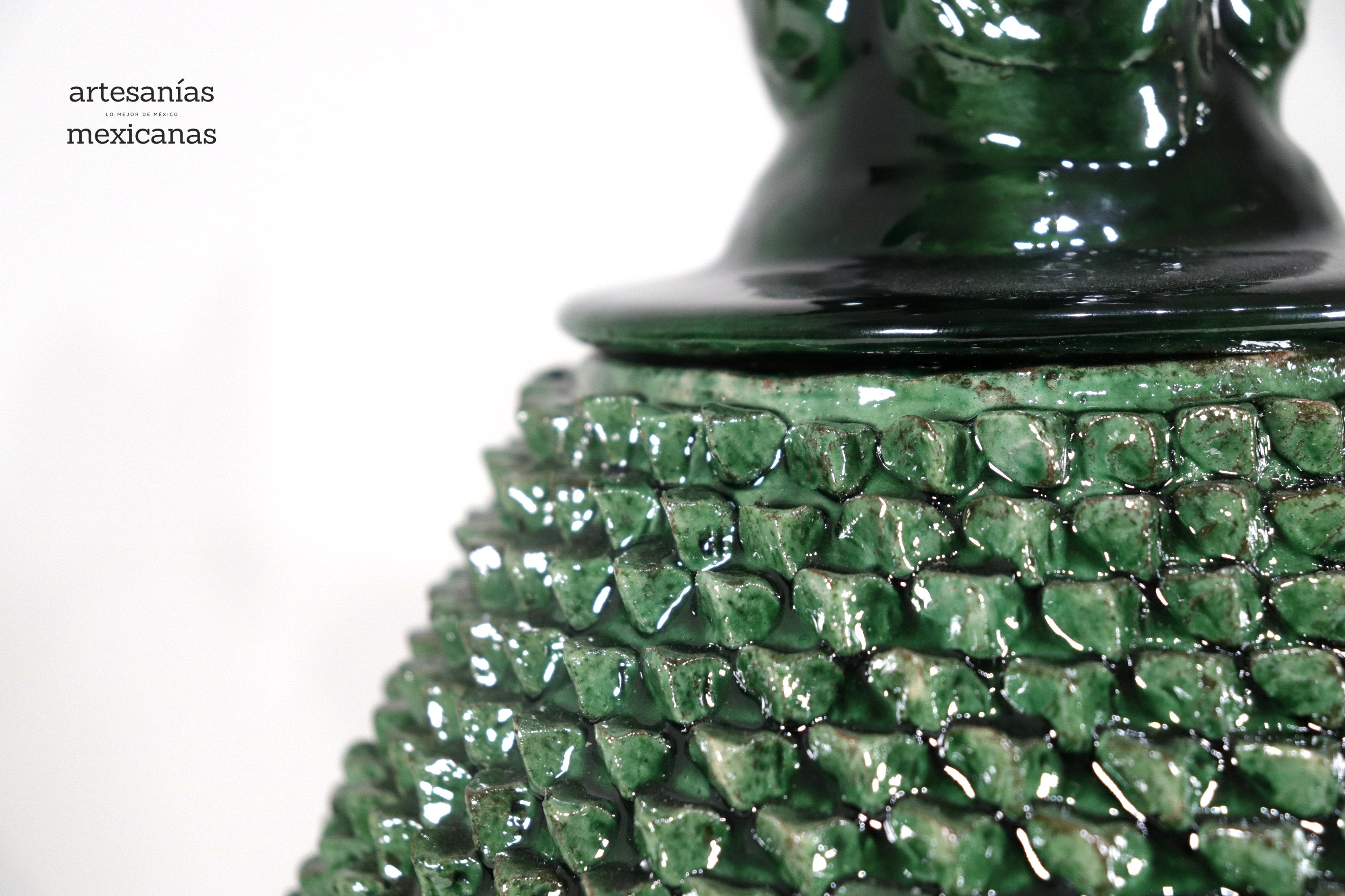 Michoacán Clay Pineapple - Spikes Green - 20 in. - in. Production Juan Gtz