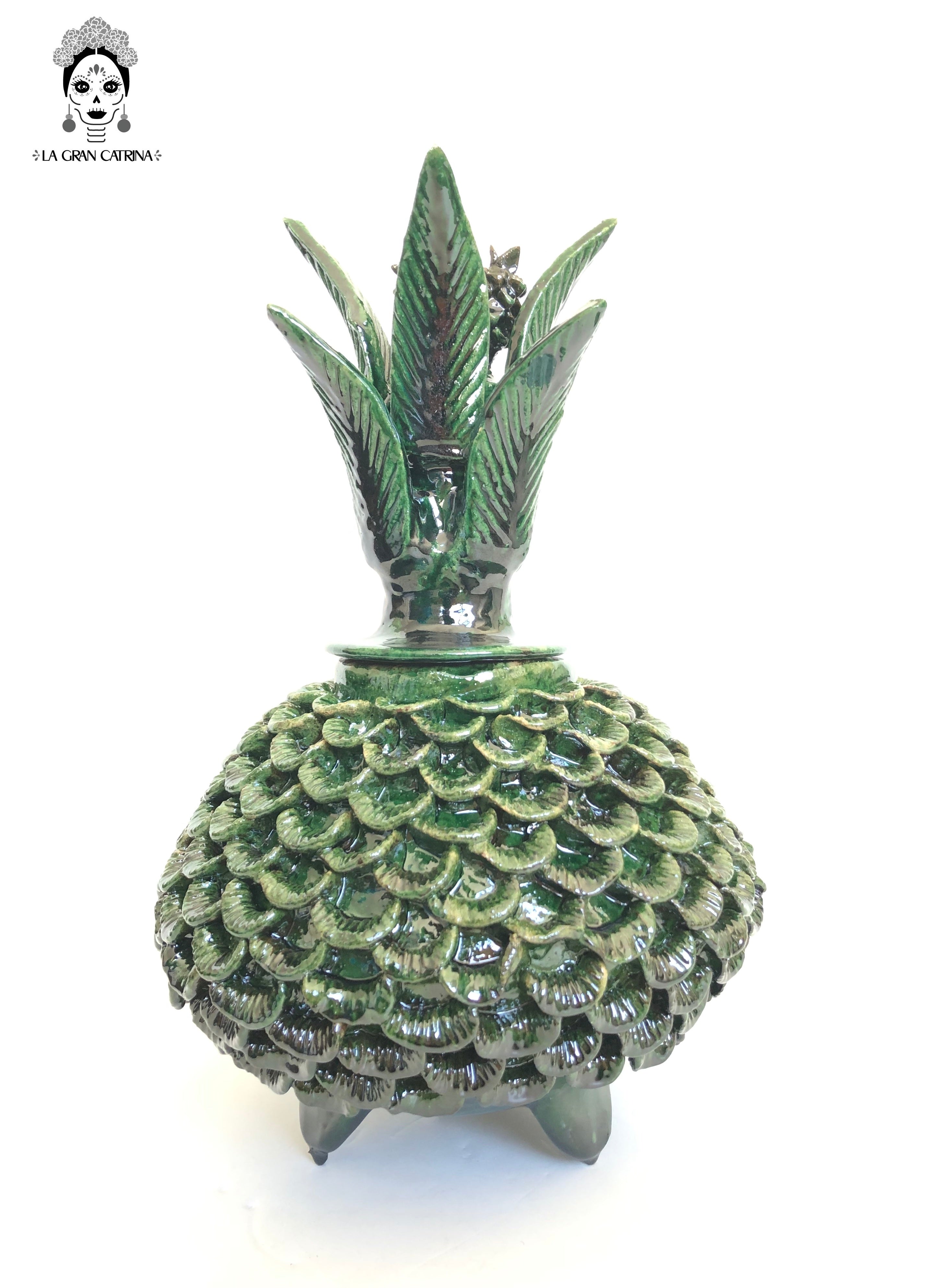 Michoacán Clay Pineapple - Petals Green - 13 in. Juan Gtz