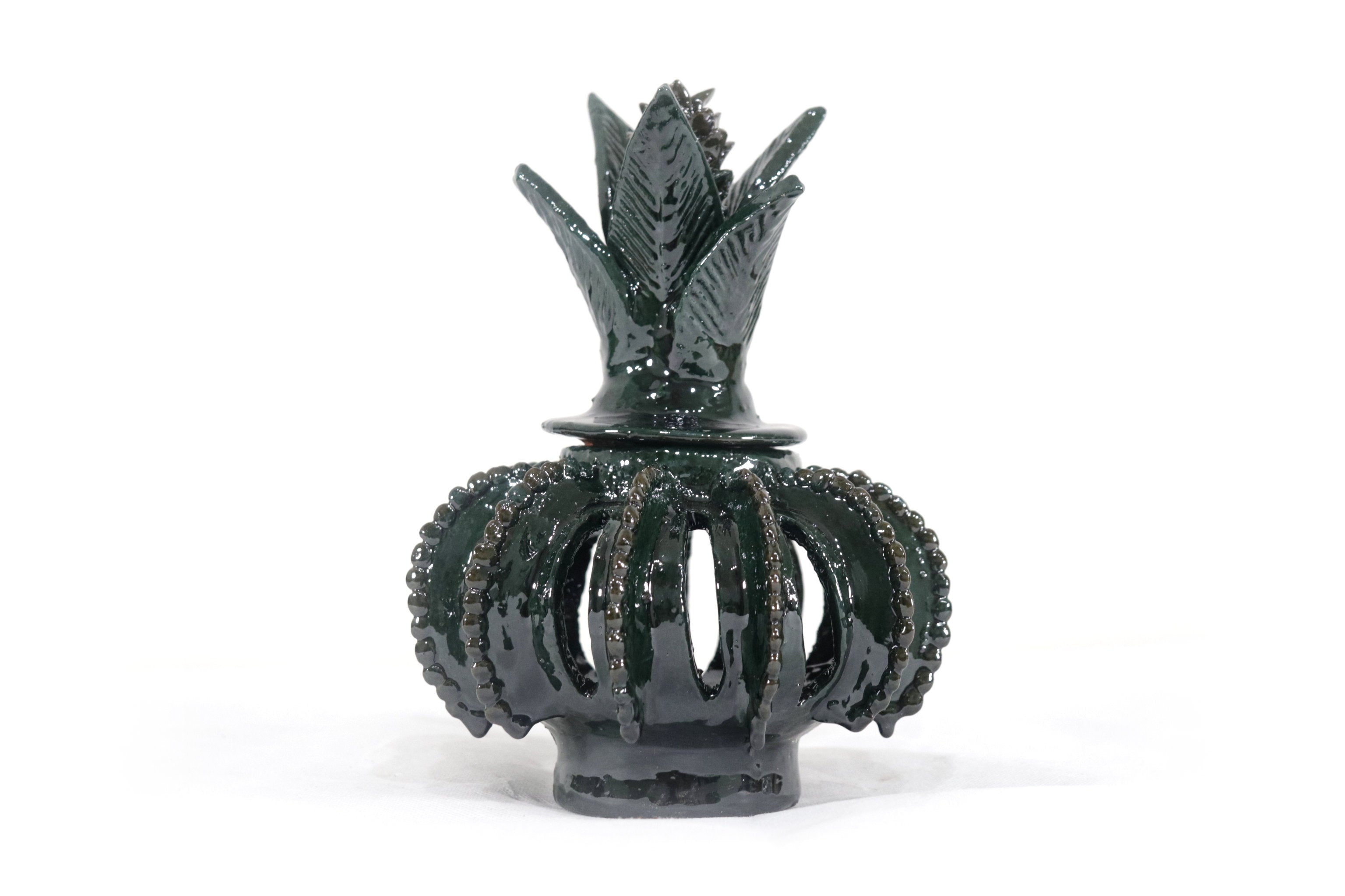 Michoacán Clay Pineapple - Green small barrel cactus openwork - 7.7 in. - Made to Order Juan Gtz