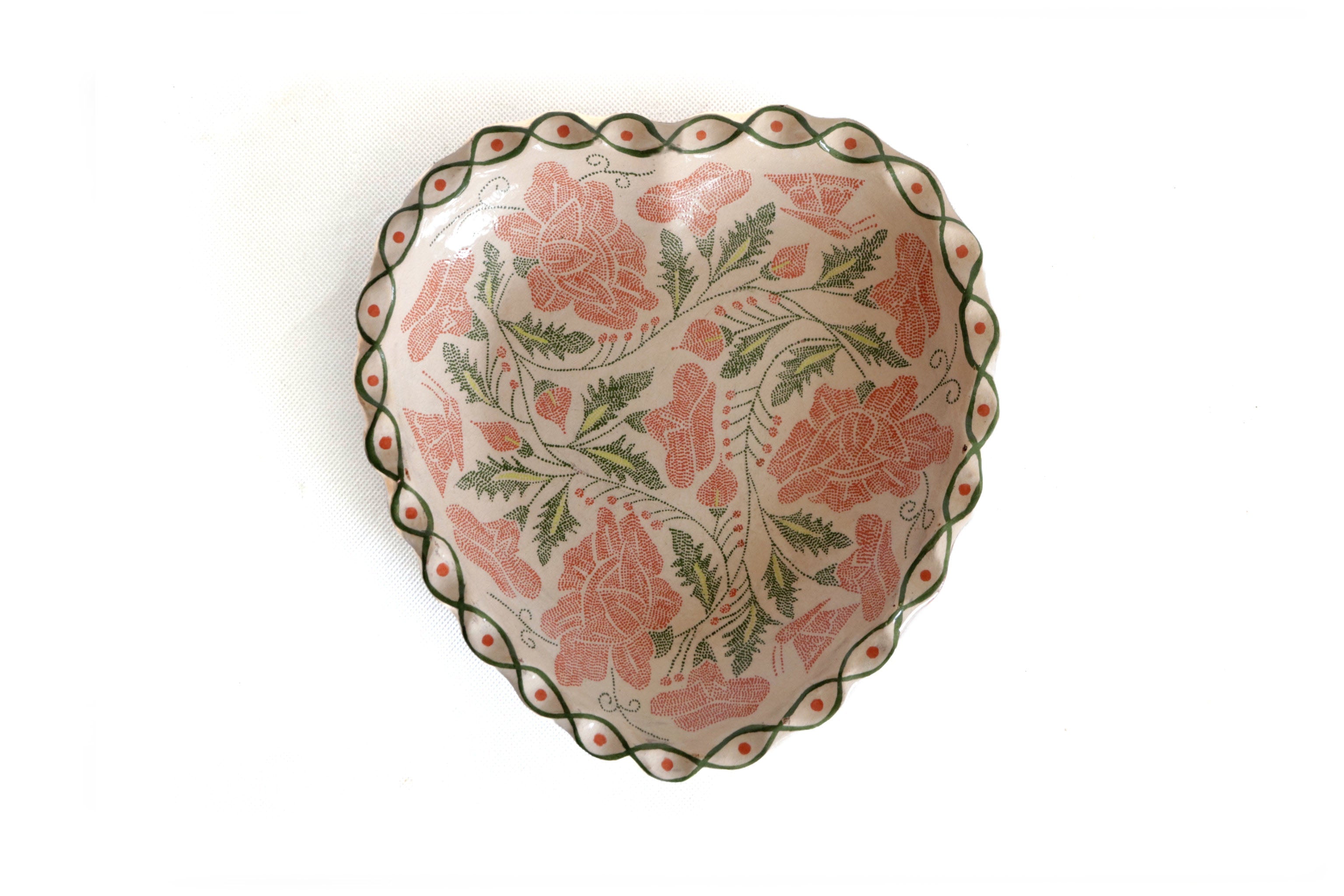Plato hand-painted - Roses - 8.9 in. Punteado Capula
