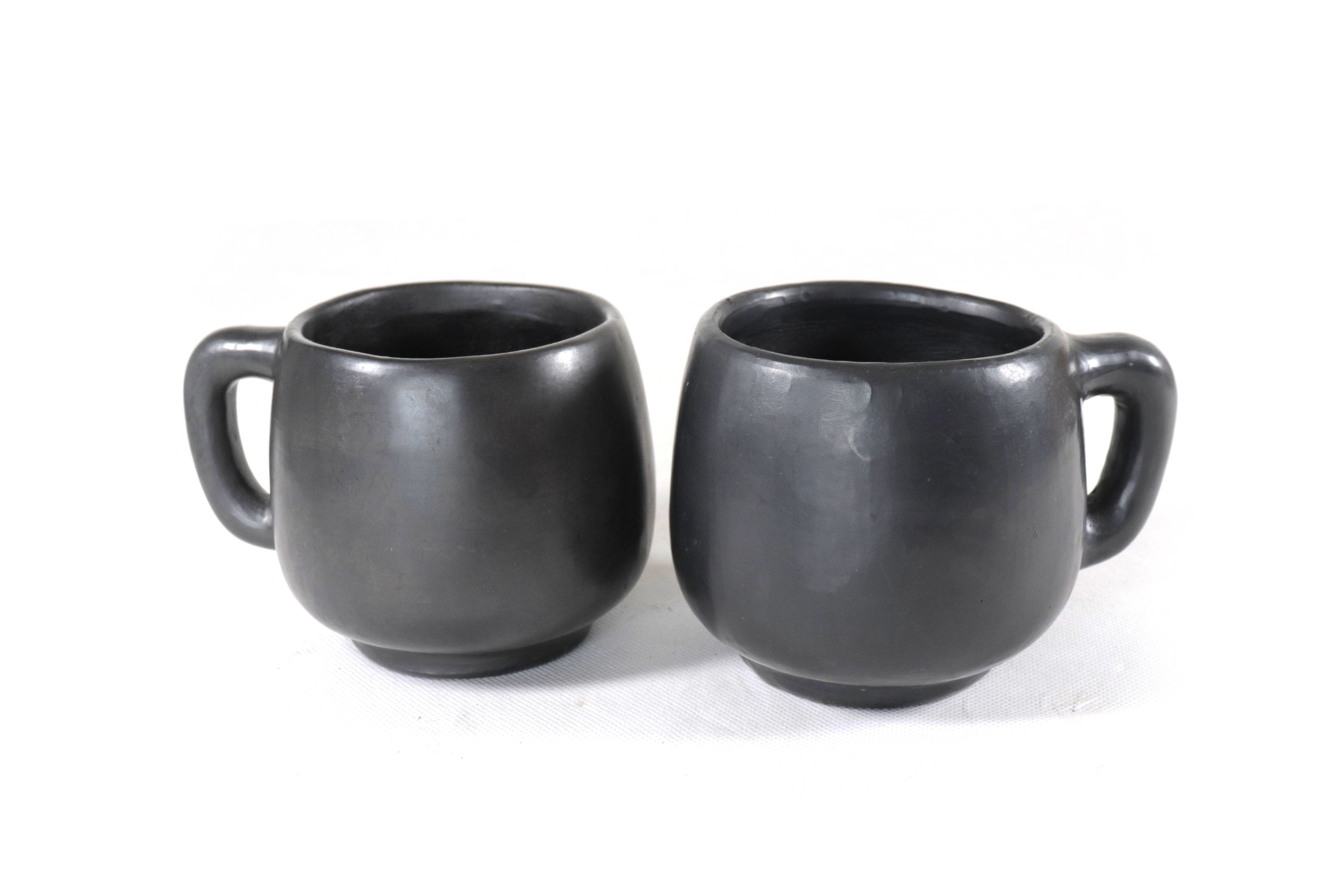 Cups Handcrafted Black Clay - Wholesale 10+ Pieces or More. 3.5 in. Tere Oax