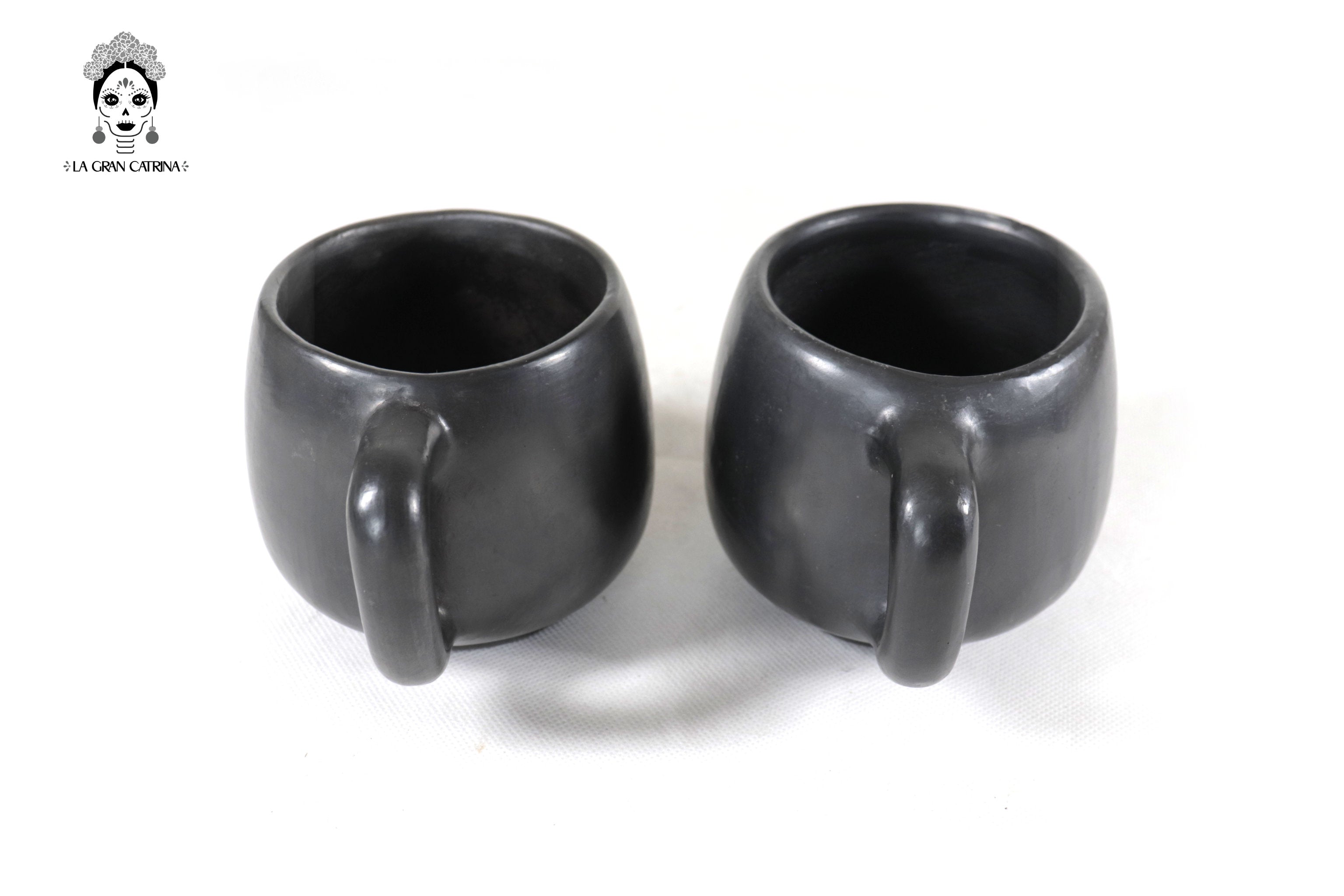 Cups Handcrafted Black Clay - Wholesale 10+ Pieces or More. 3.5 in. Tere Oax